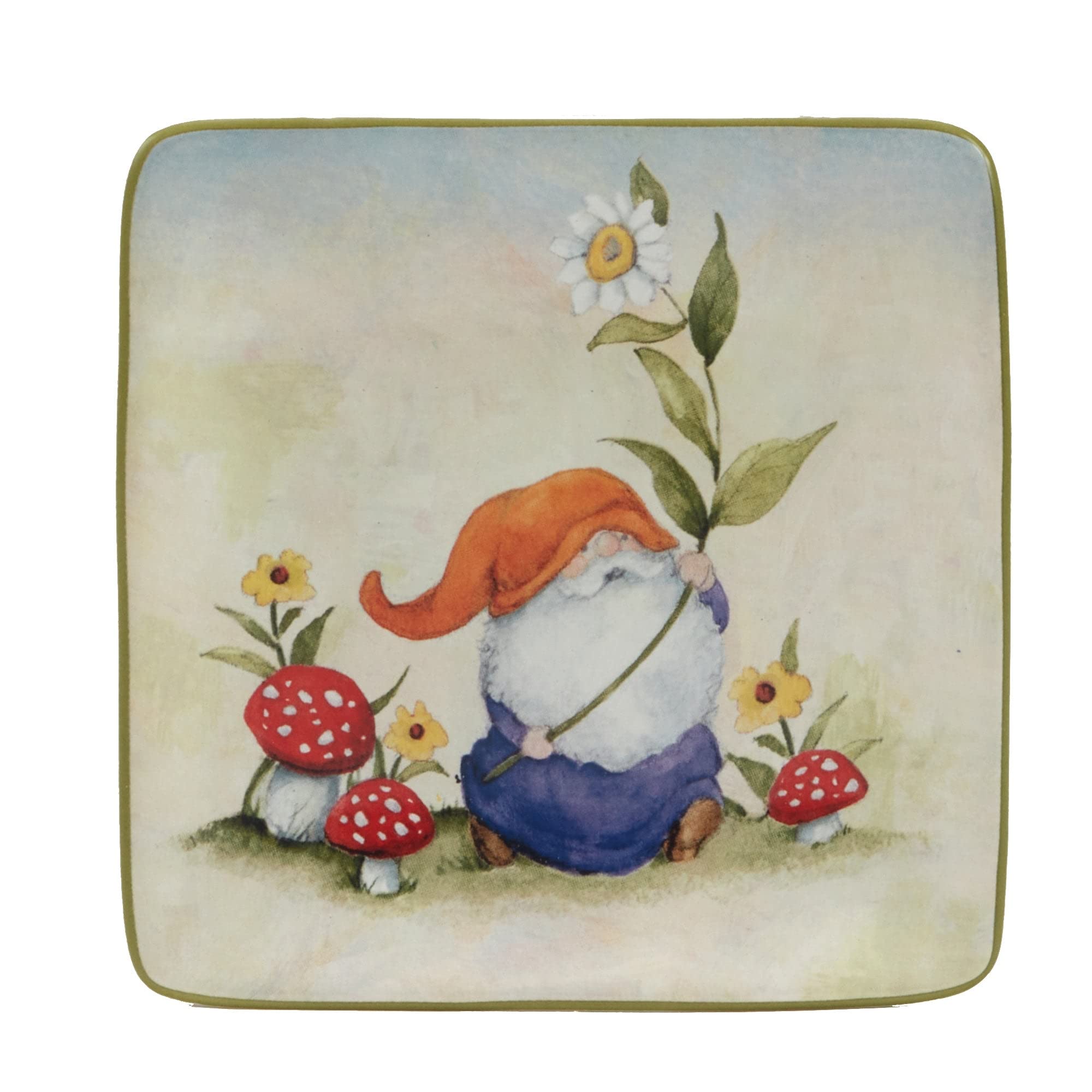 Garden Gnomes 6" Canape/luncheoppetiser Plates Set Of 4 Assorted Designs - Citiesdeals