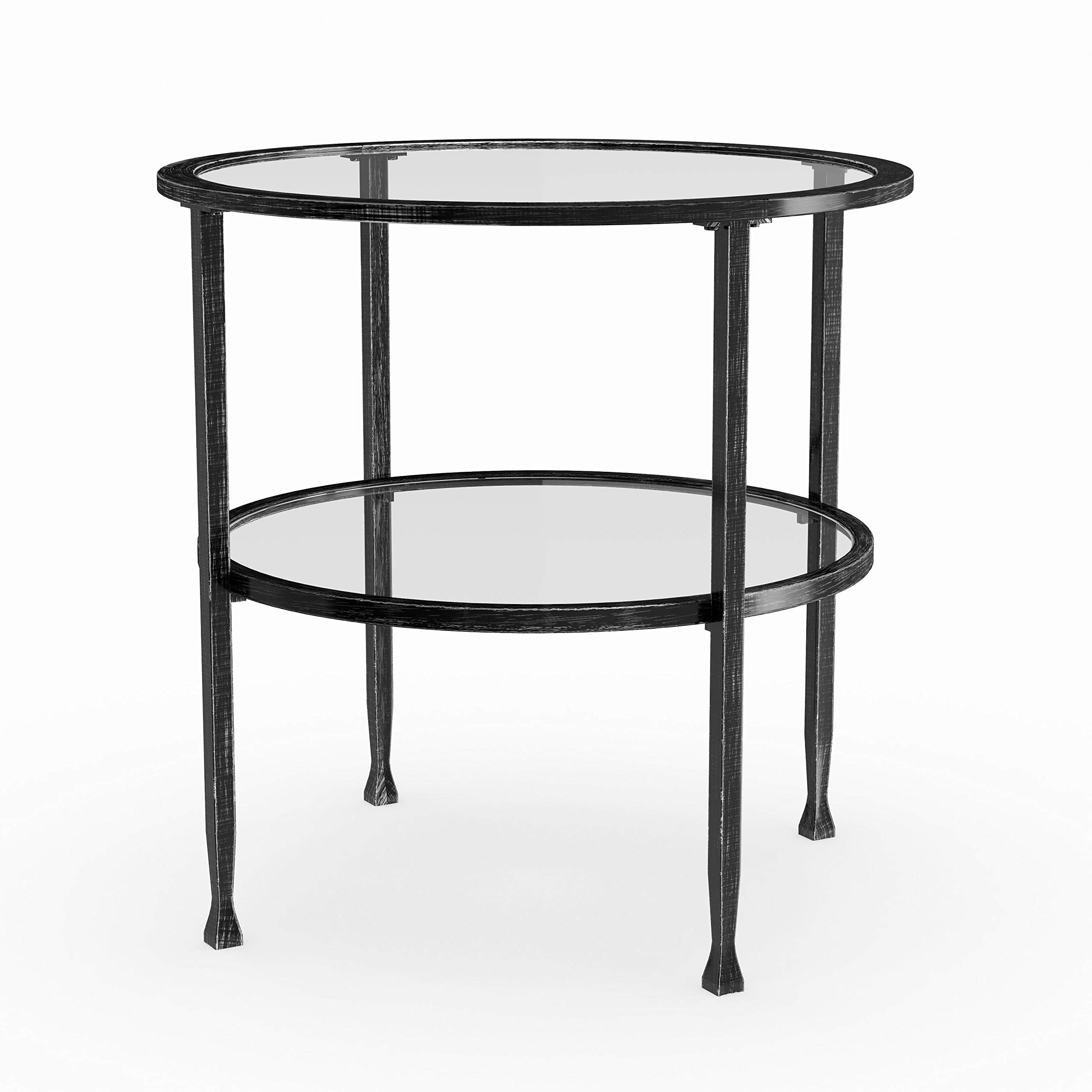 Black etal/Glass Round End Table Silver odern Contemporary Transitional Iron - Citiesdeals