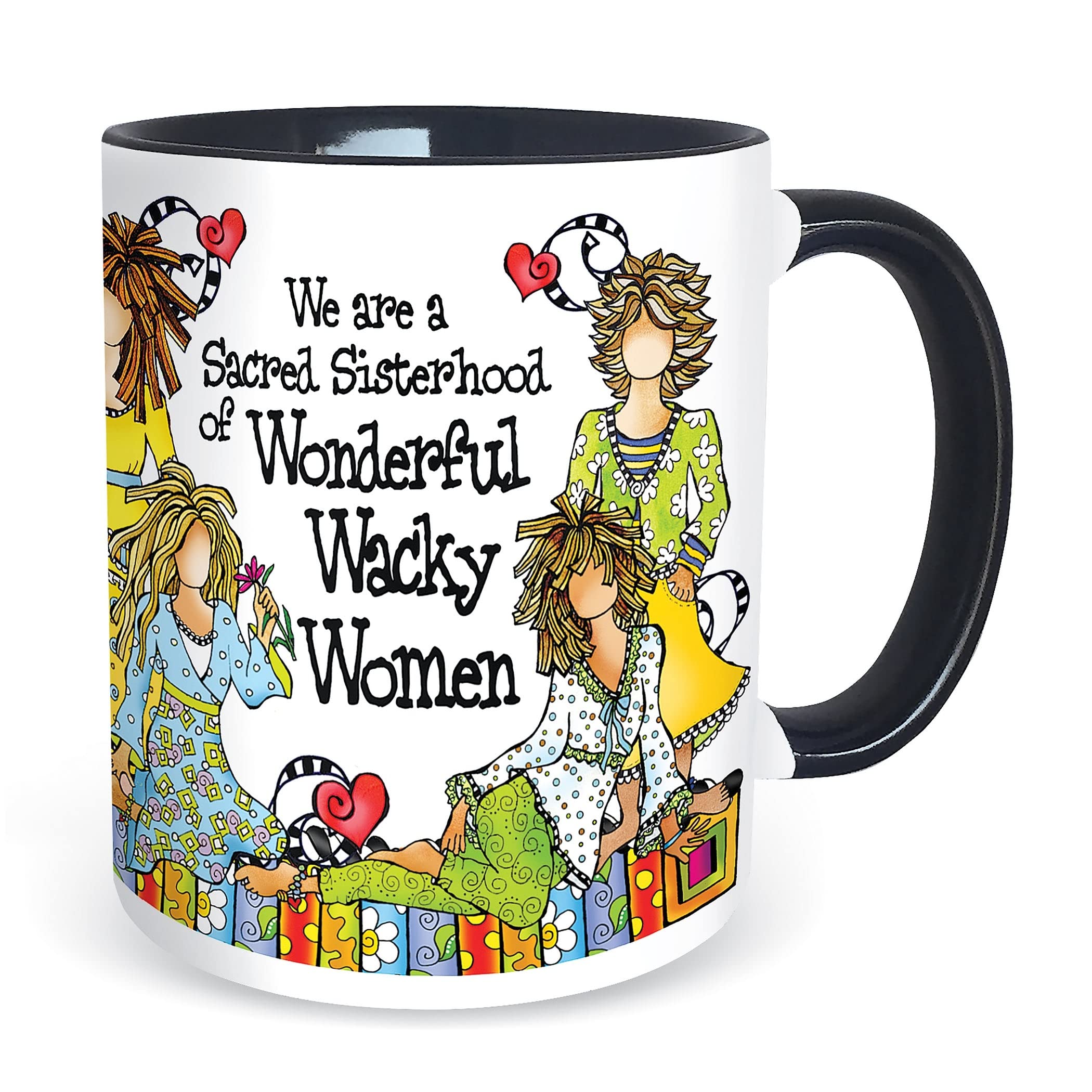 Sisterhood Of Wonderful Wacky Women Ceramic Mug 4.6 X 3.7 3.1 White Geometric - Citiesdeals