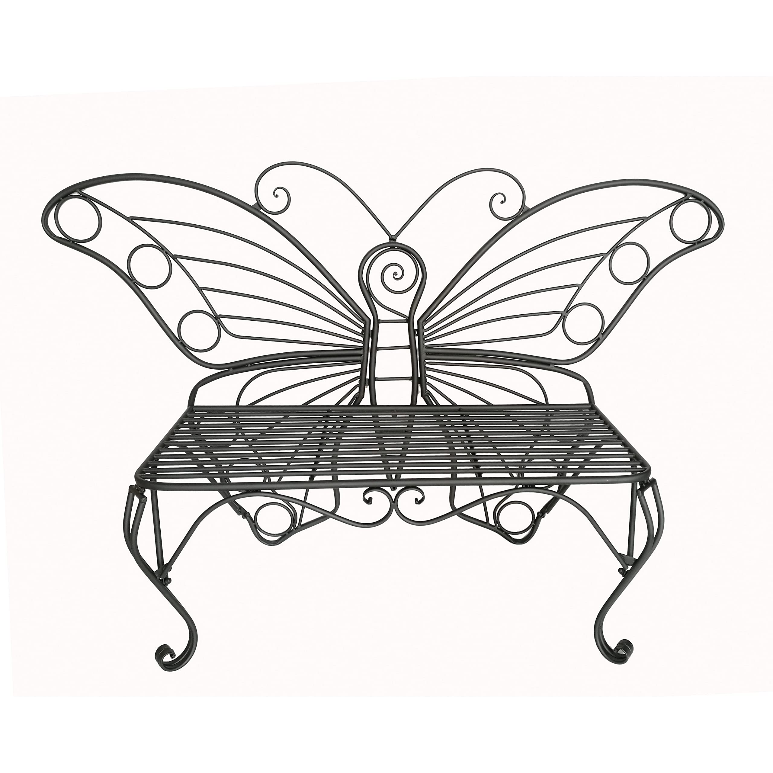 Antique Black Metal Butterfly Bench - Citiesdeals