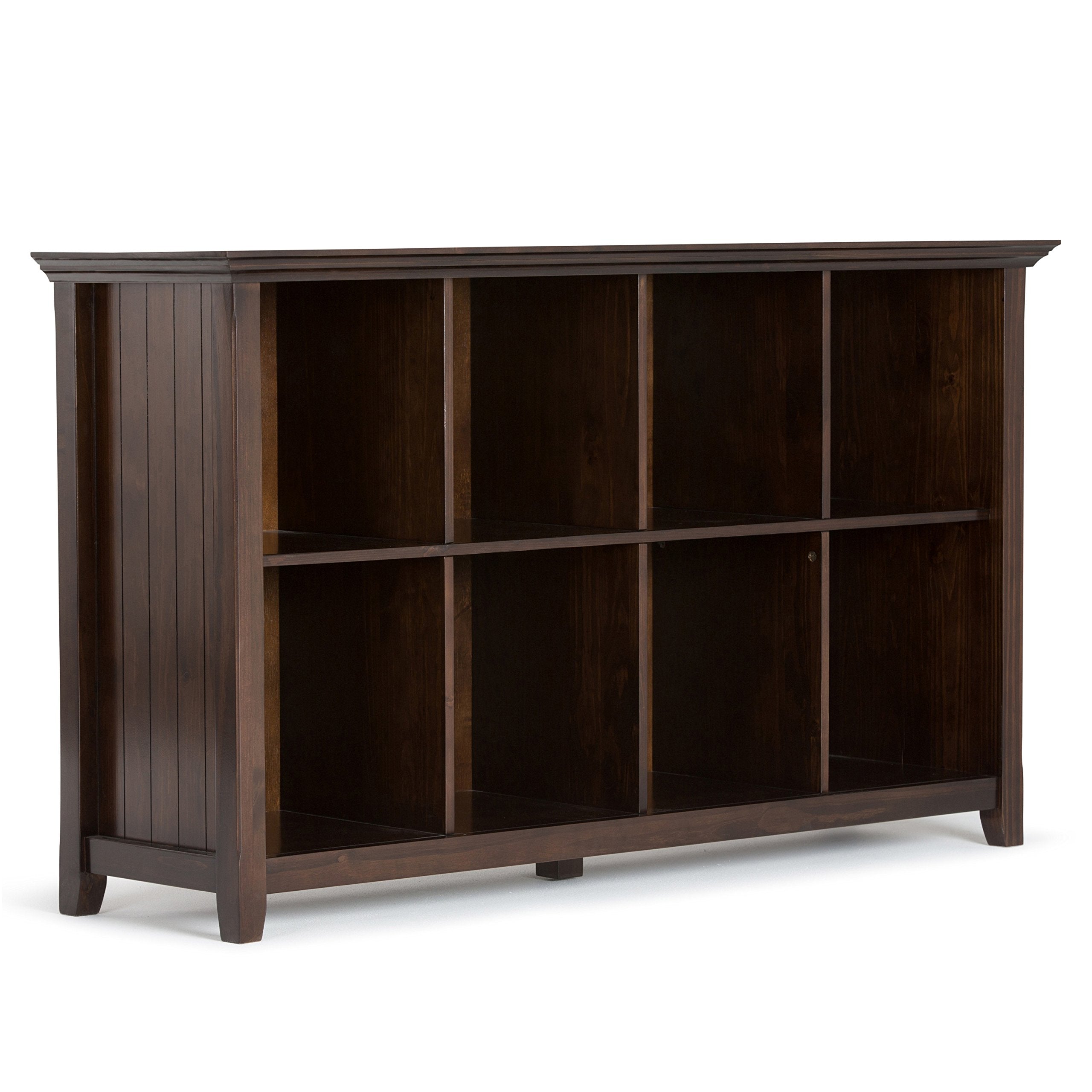 SIMPLIHOME Acadian SOLID WOOD 57 inch Wide Rustic 8 Cube Storage Sofa Table in Brunette Brown