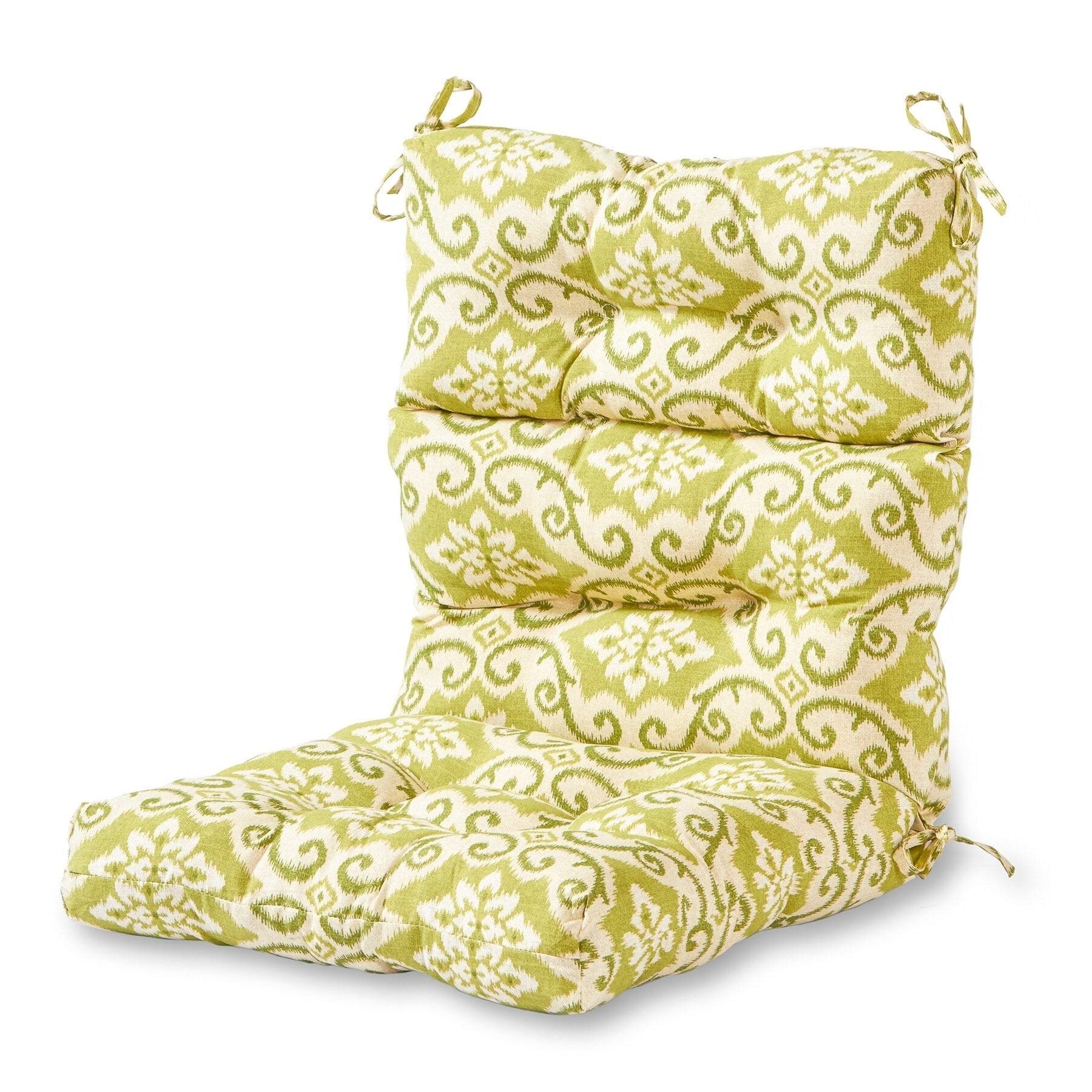 Cocoa Beach 22-inch X 44-inch Outdoor High Back Chair Cushion Green White Ikat - Citiesdeals