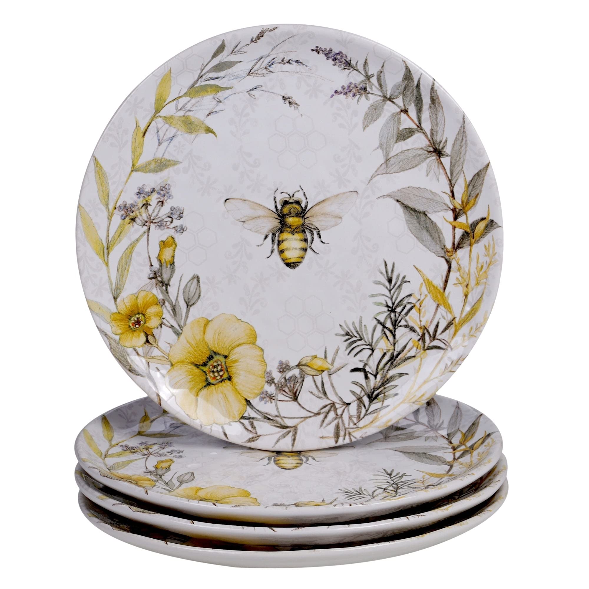 Bee Sweet 16-piece Dinnerware Set (Service For 4) Grey Multi Color Yellow Floral - Citiesdeals