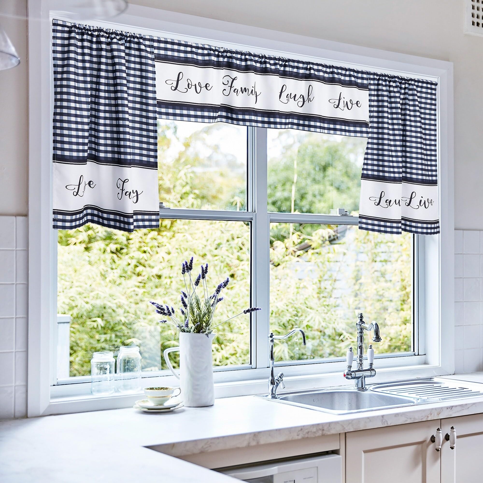 3 Piece Kitchen Curtains and Valances Set 36 Inches Long for Window Love - Citiesdeals