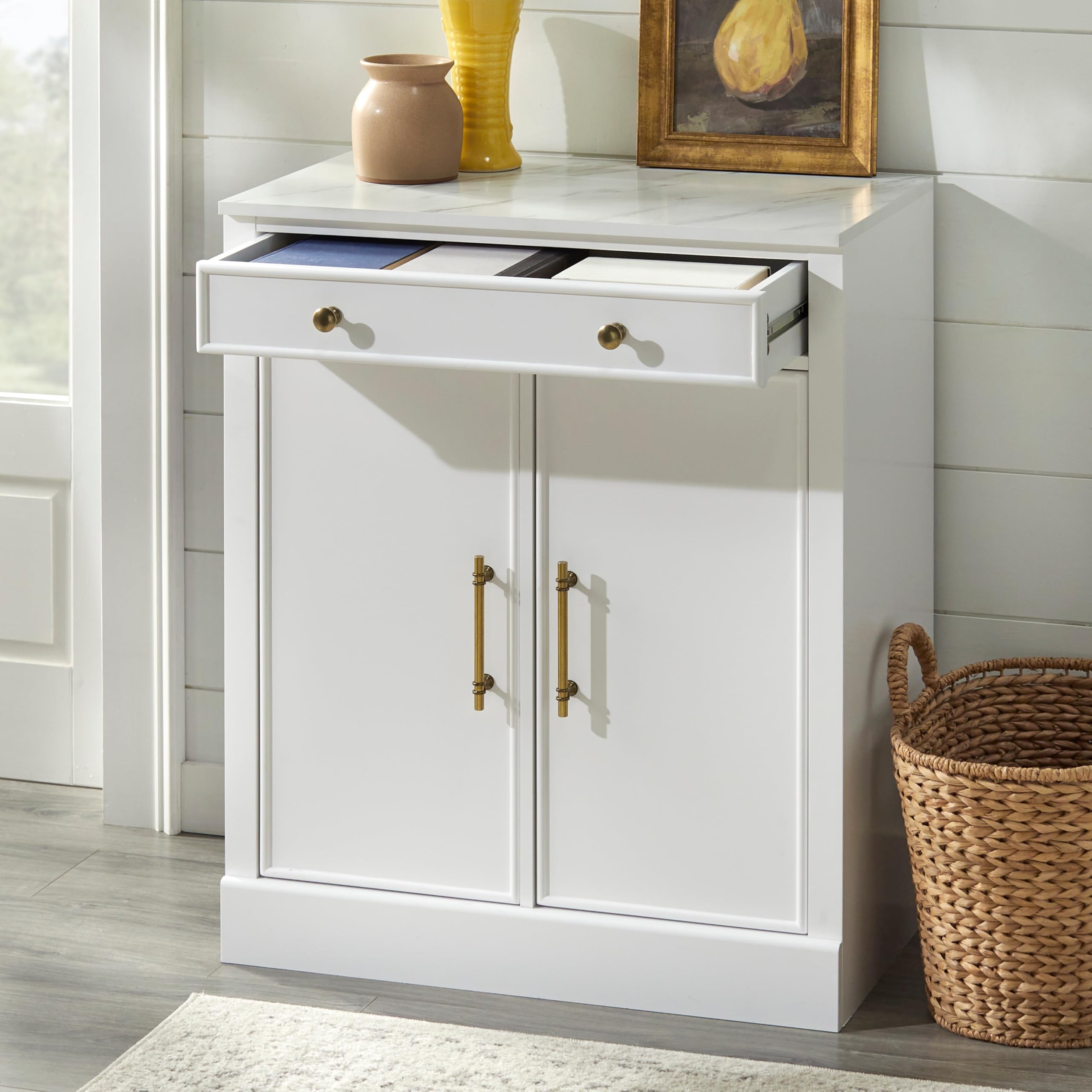 1-drawer/2-door Cabinet White Farmhouse Rectangular MDF Drawers Includes - Citiesdeals