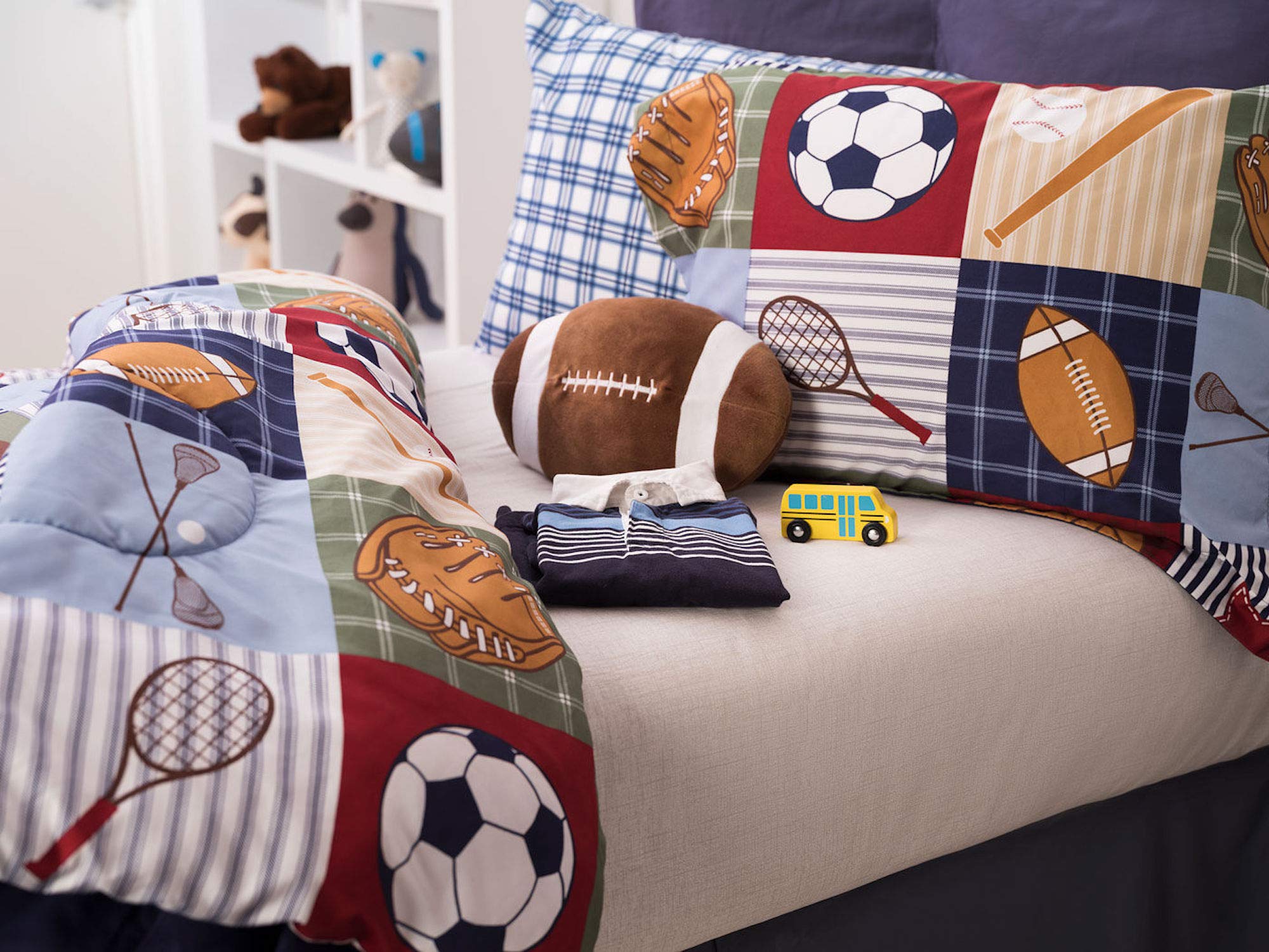 Team Sport 3-Piece Comforter Set Sports Bedding Collegiate Teen Boys Double 3 Piece - Twin Size