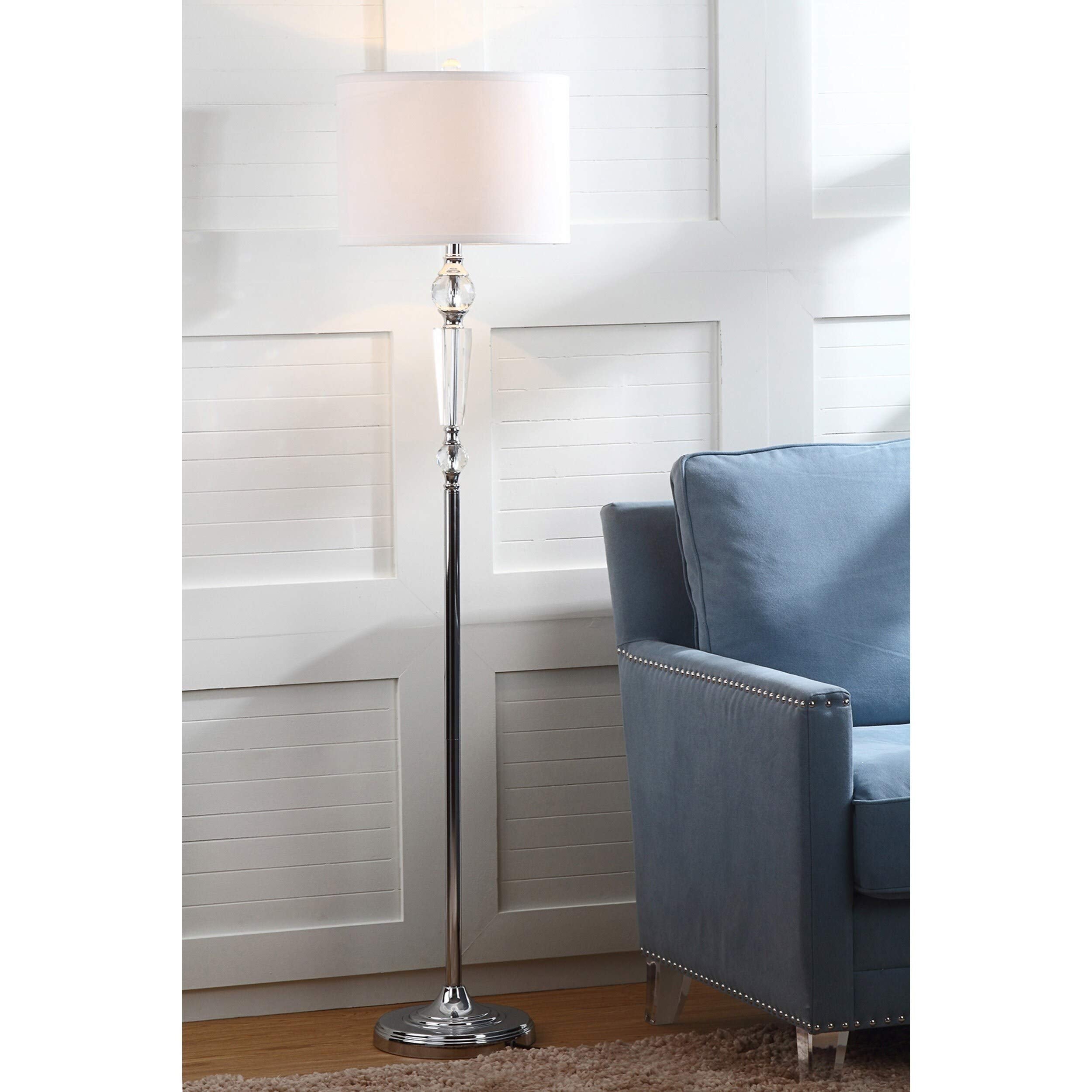60-inch Crystal Floor Lamp Clear Traditional Chrome Bulbs Included - Citiesdeals