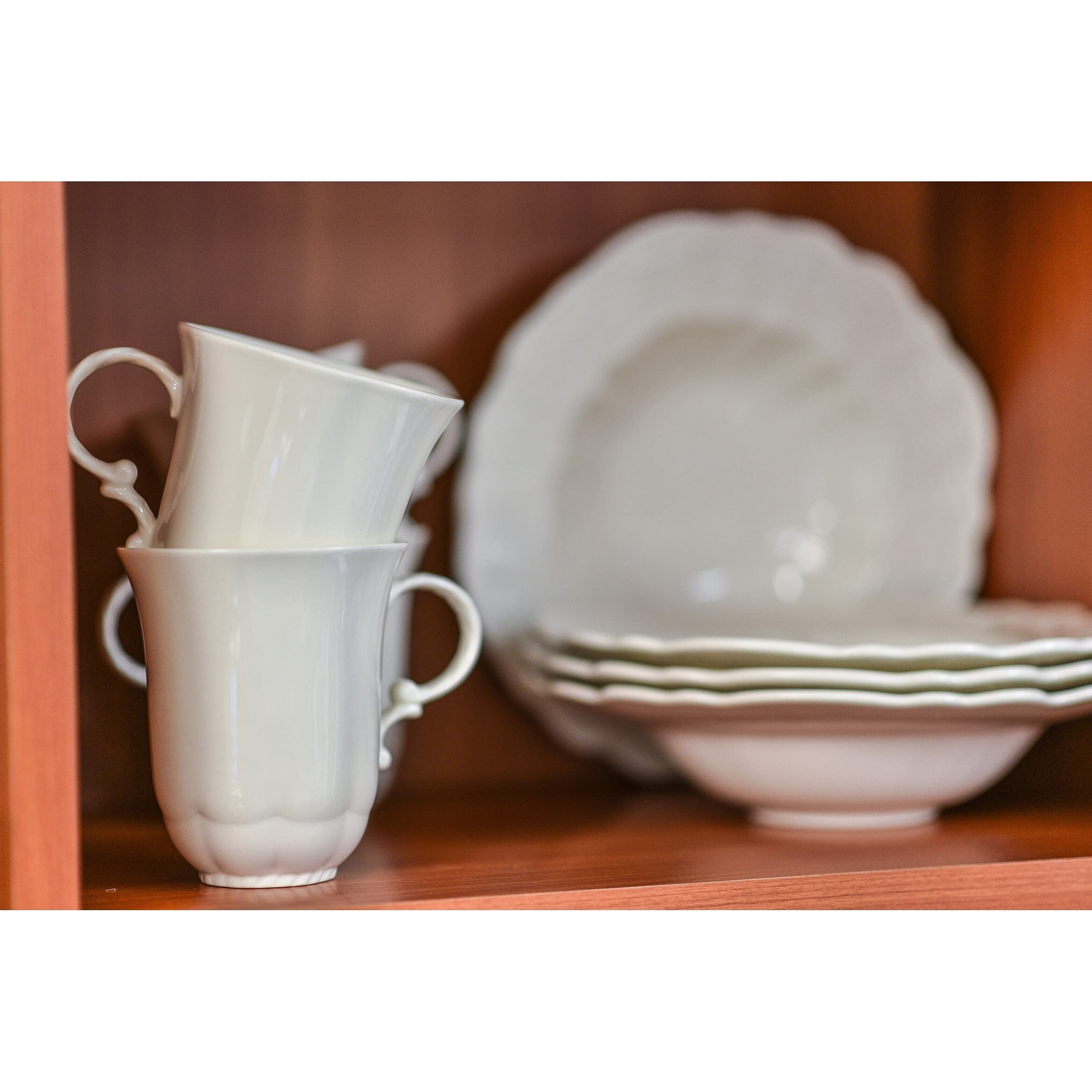 Country Estate Set Of 4 Mugs Off/White Solid Round Stoneware Piece Dishwasher - Citiesdeals