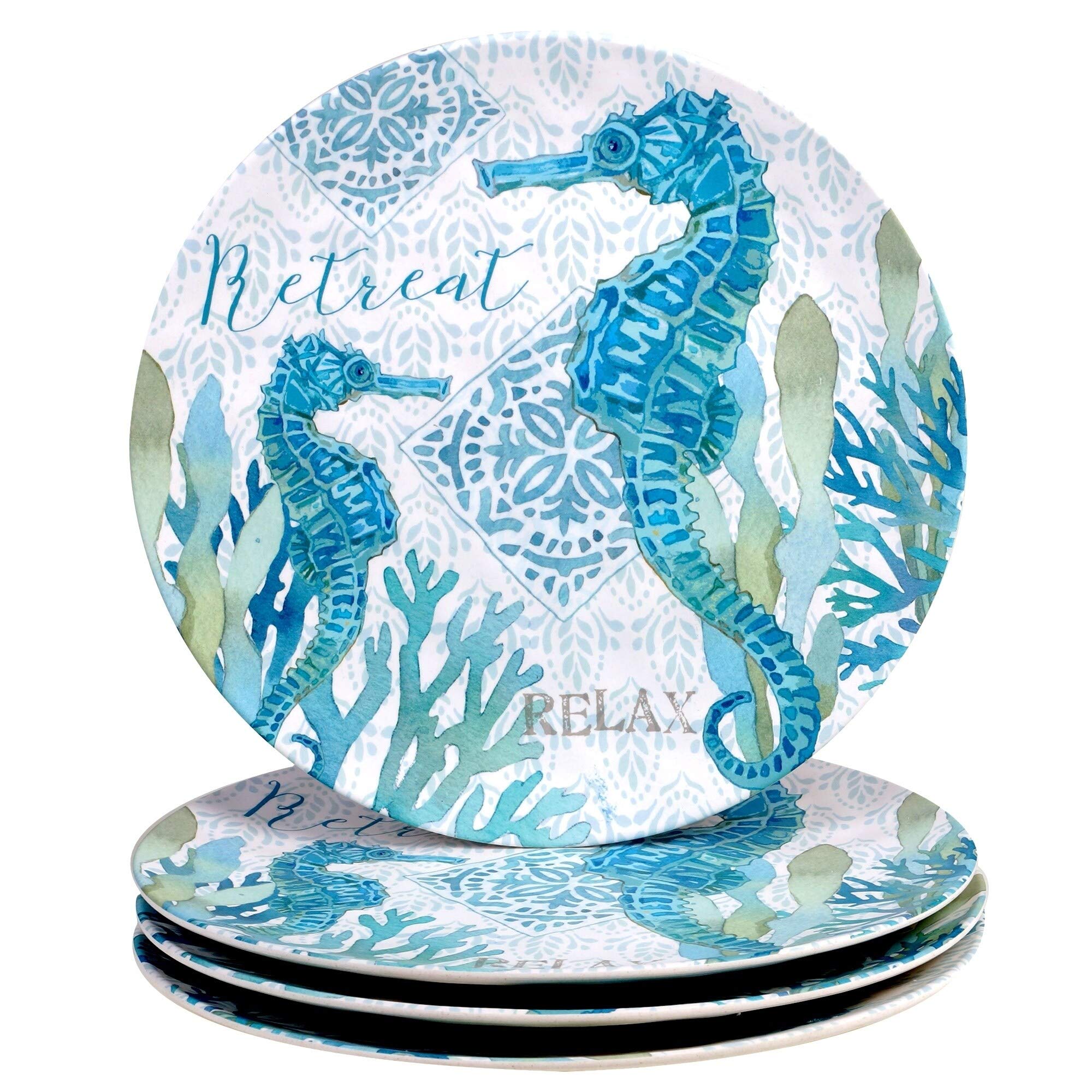 Beachcomber 12-Piece Dinnerware Set (Service for 4) Blue Multi Color White - Citiesdeals