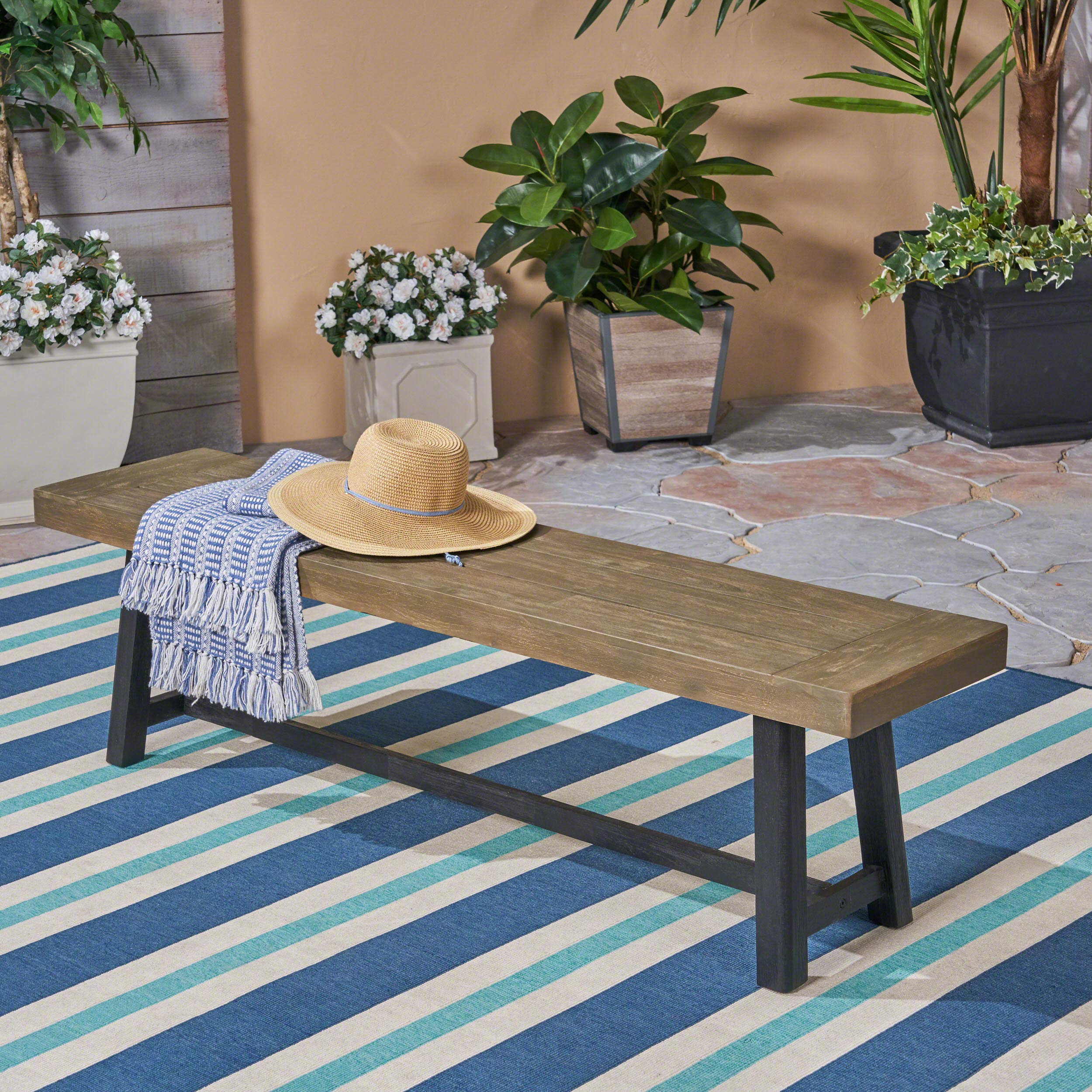 Christopher Knight Home Toby Outdoor Acacia Wood Bench Sandblast Gray Finish and - Citiesdeals