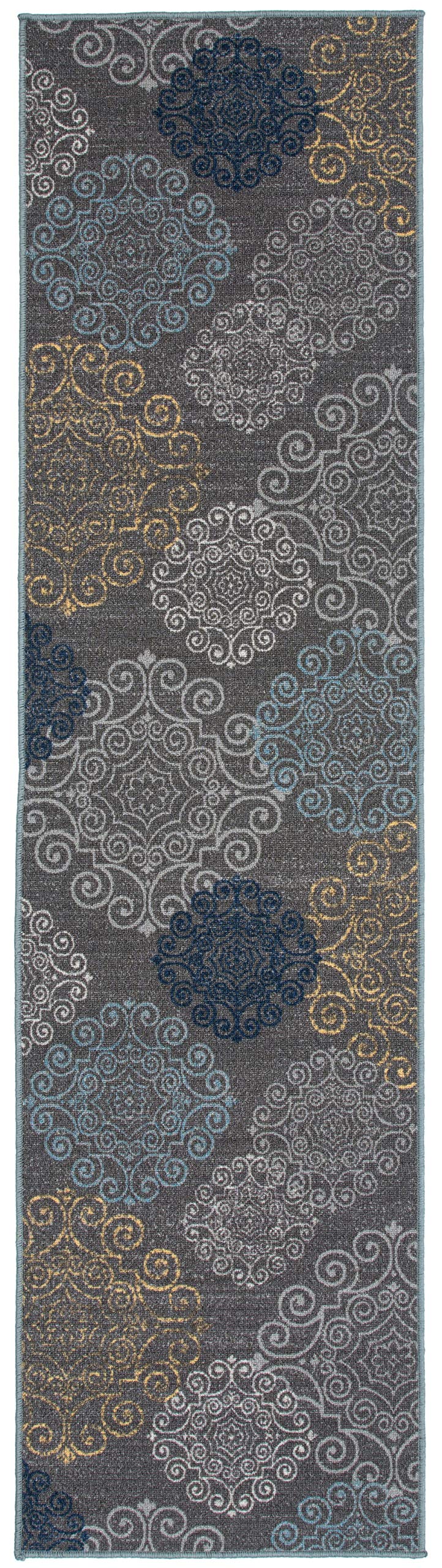 Rugshop Modern Floral Swirl Design Non-Slip Non-Skid) Area Rug Runner 2' X 7' - Citiesdeals