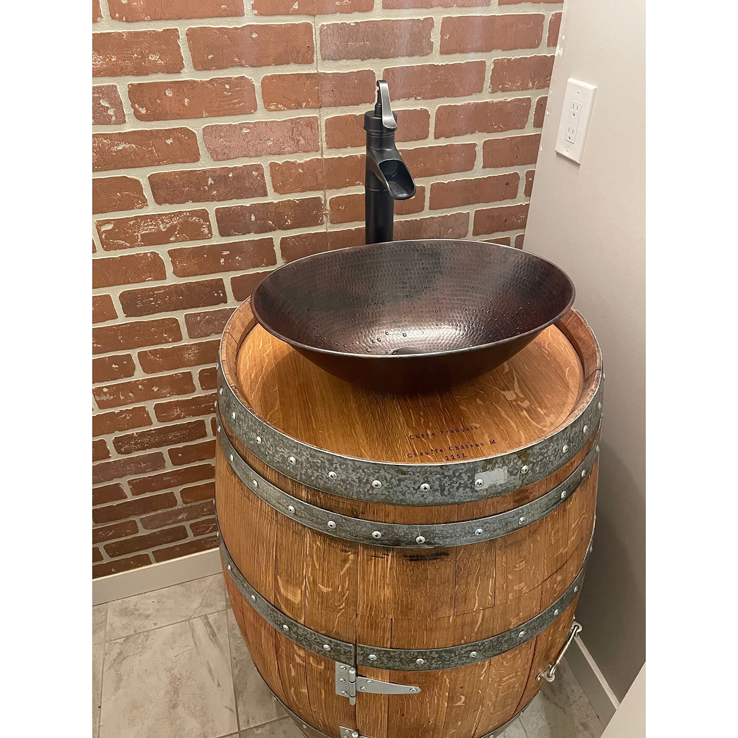 Rustic 17" Oval Copper Bathroom Sink Brown Bronze Finish Hammered - Citiesdeals