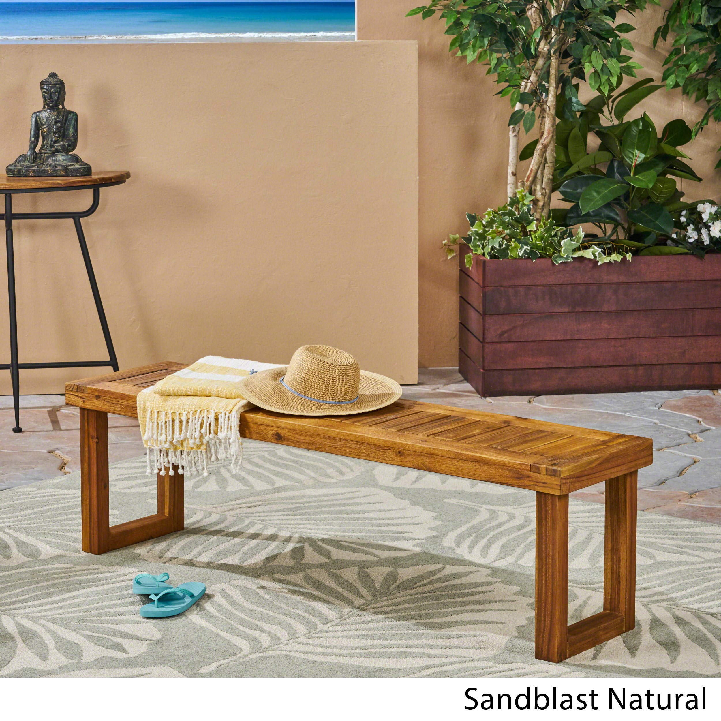 Christopher Knight Home Kemp Outdoor Acacia Wood Bench Sandblast Natural Finish - Citiesdeals