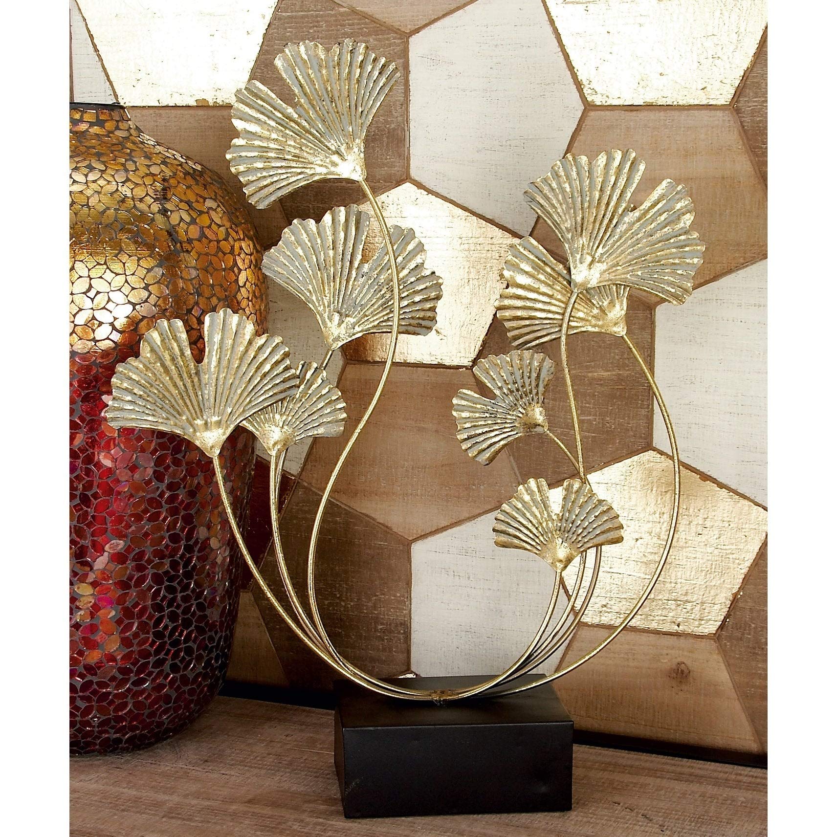 Metal Floral Sculpture Gold - Citiesdeals