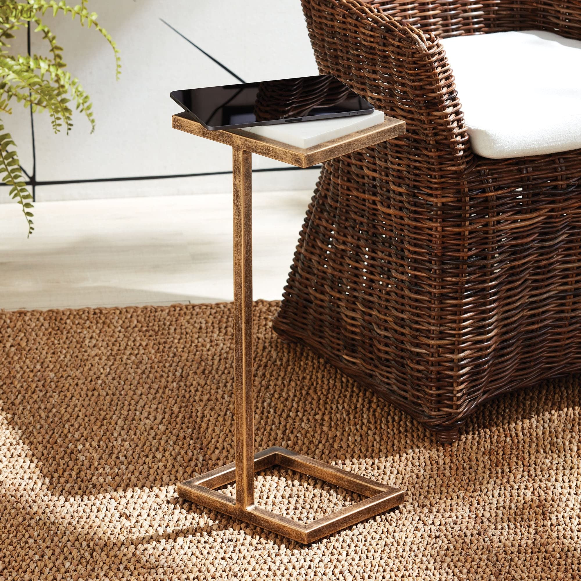 Accent Table Gold Modern Contemporary Rectangular Brass Finish - Citiesdeals