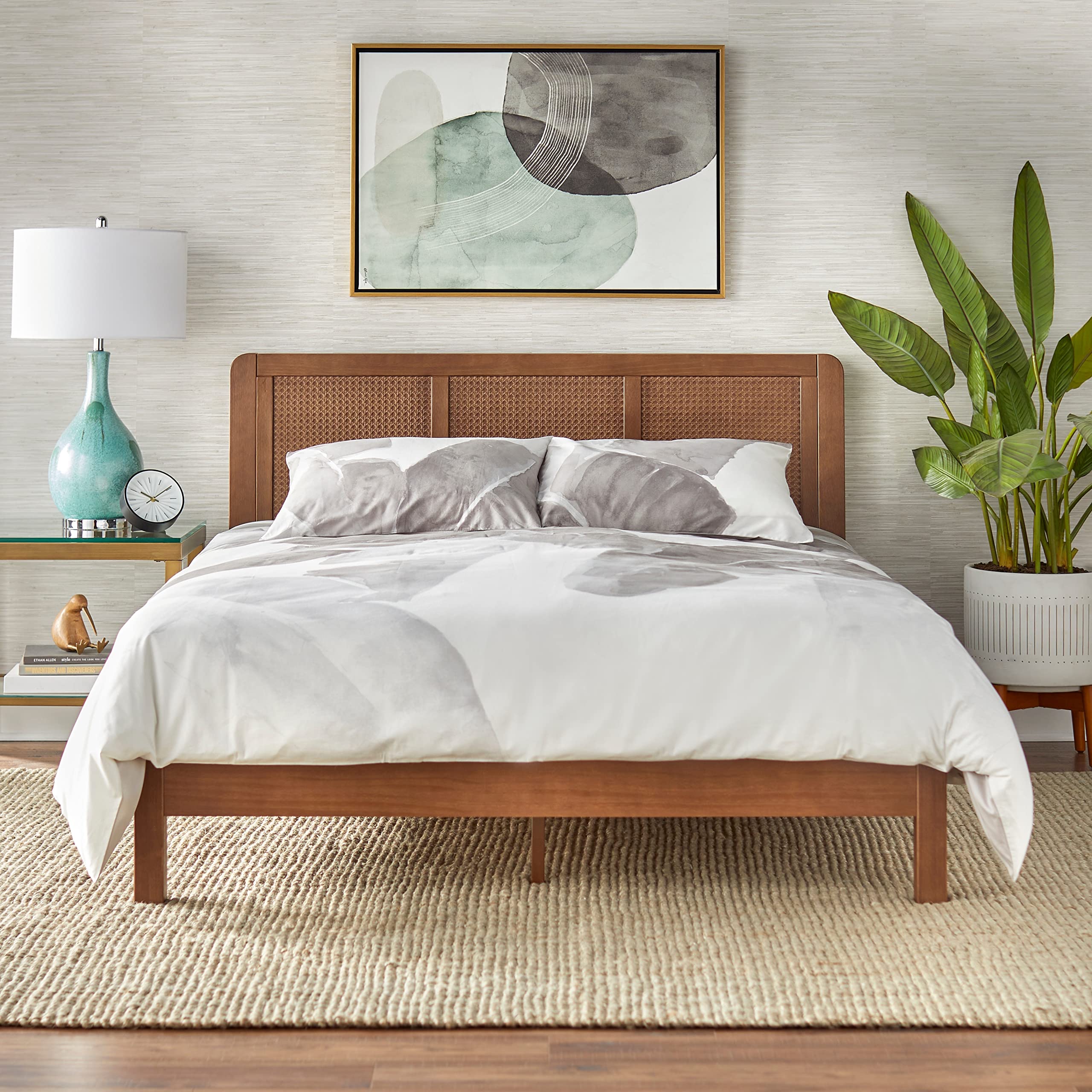 Lifestorey Larkin Mid-Century Queen Platform Bed White - Citiesdeals