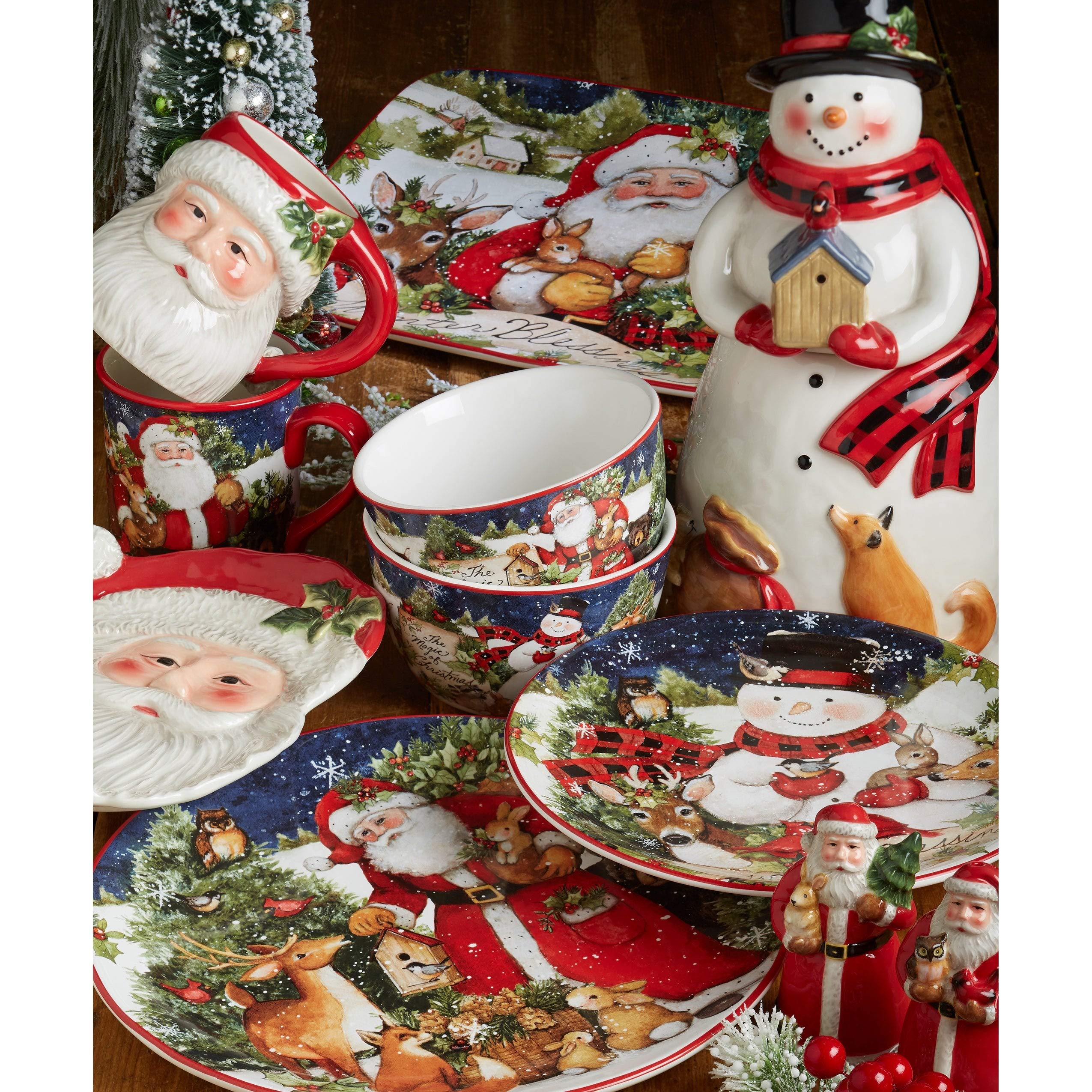 Magic of Christmas Snowman 9-inch Salad/Dessert Plates (Set of 4) Green Multi - Citiesdeals