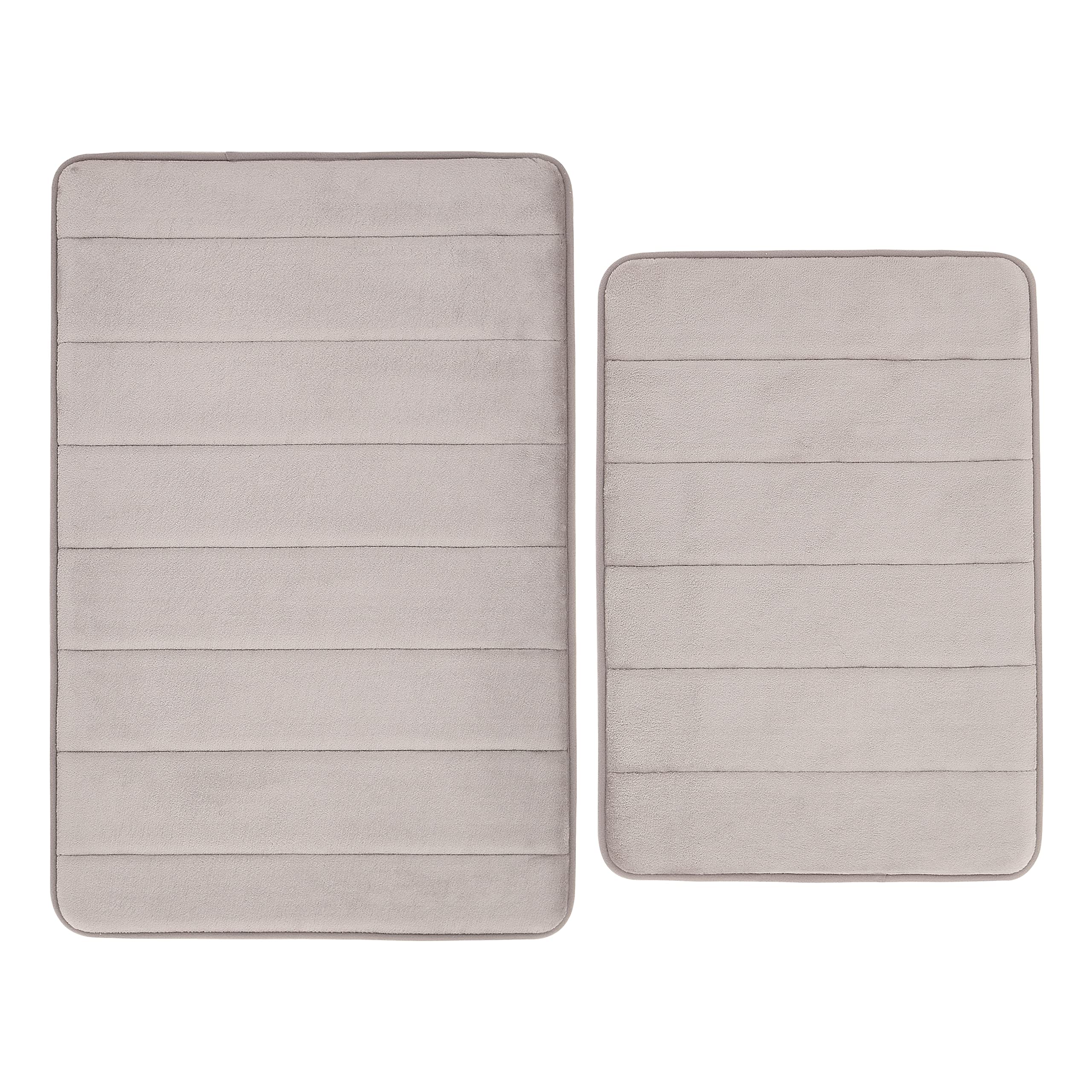 Truly Soft Everyday - Solid Memory Foam Bath Rug Set of 2 (17x24 20x30) - Grey - Citiesdeals