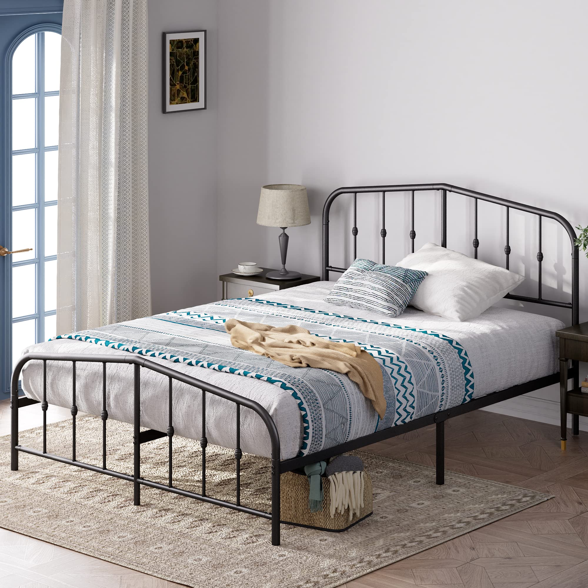 Zinus idi Metal Platform Bed Frame/Steel Mattress Foundation/Bed Frame with Black - Queen - Citiesdeals