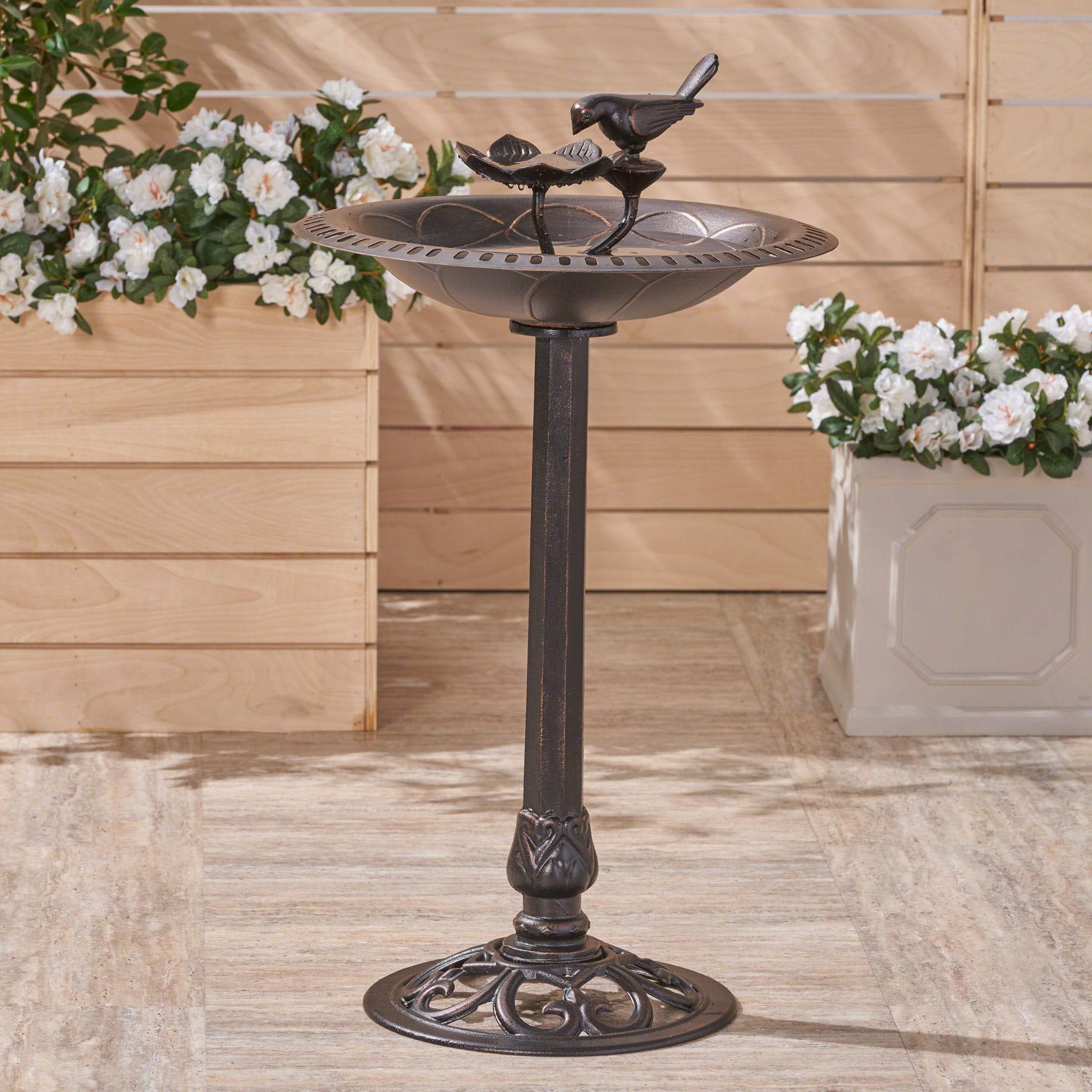 Christopher Knight Home Anessa Outdoor Aluminum and Iron Bird Bath Shiny Copper - Citiesdeals