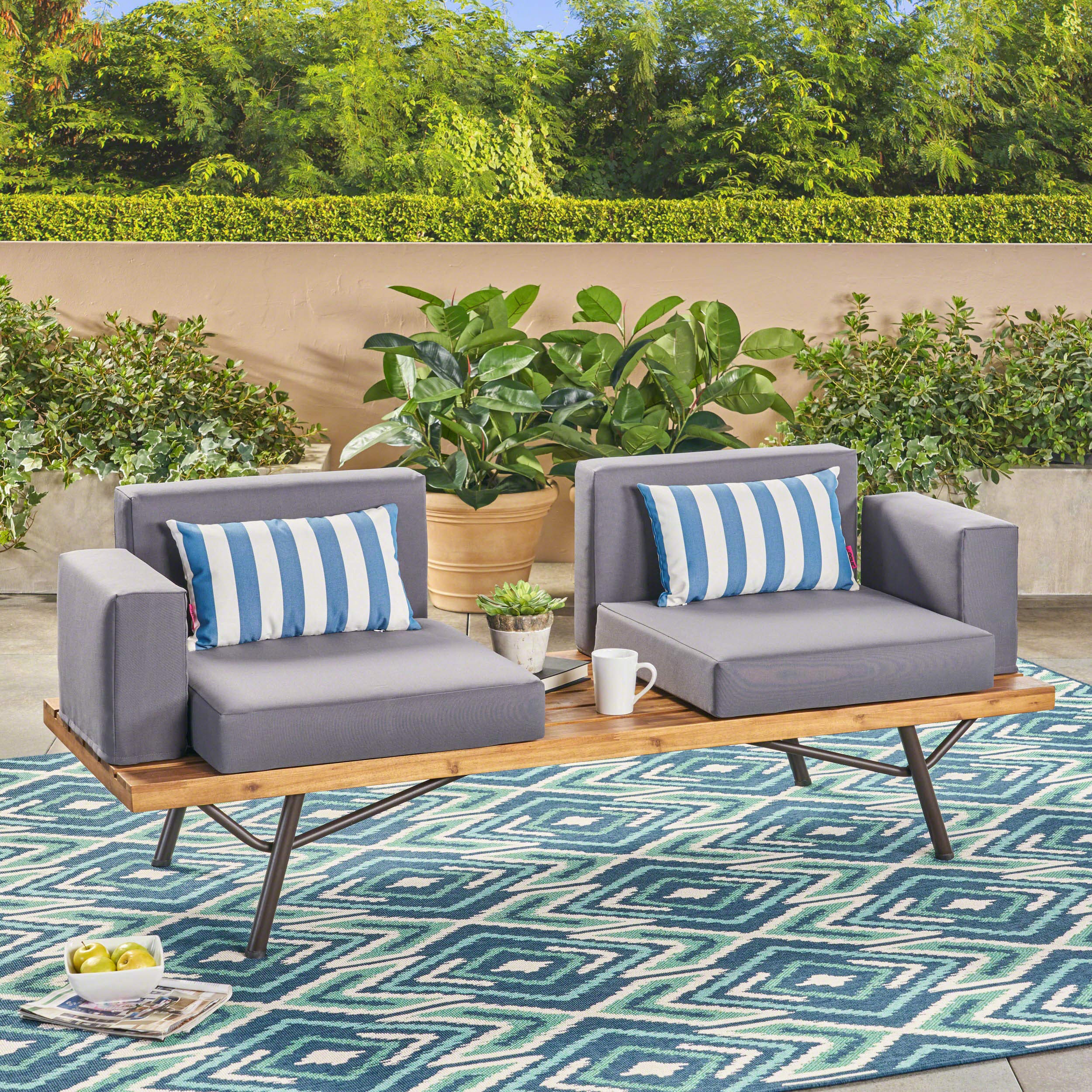 Christopher Knight Home Baish Outdoor Acacia Wood 2 Seater Sofa Teak Finish/Dark - Citiesdeals