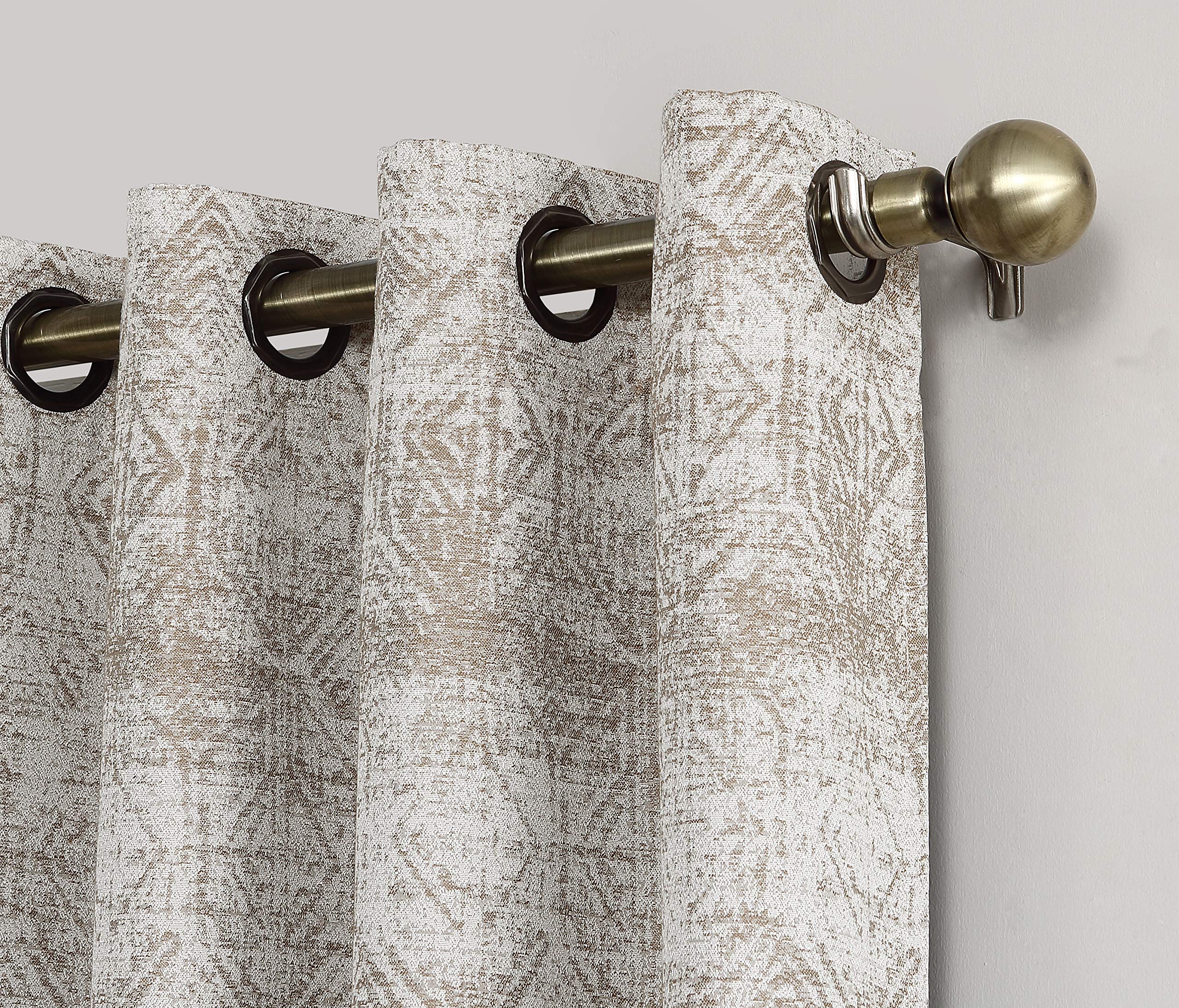 Sun Zero Darren Distressed Woven Jacquard Blackout Grommet Curtain Panel 50" x 84 Inches - Camel - Citiesdeals