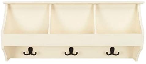 White Hanging Storage Wall Rack 28" X 5" 12" MDF Wood Mounted - Citiesdeals