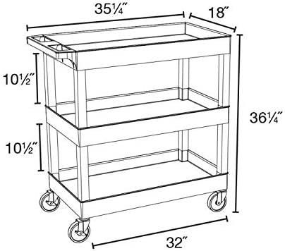 Hd High Capacity 3 Tub Shelves Grey Cart Modern Contemporary Rectangular Plastic Powder Coated - Citiesdeals