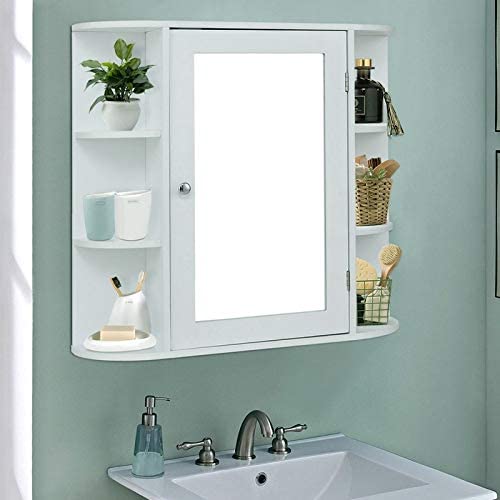 23" Bathroom Vanity Storage Organizer Mounted Wall Cabinet White Modern Contemporary MDF Wood Finish Includes Hardware - Citiesdeals