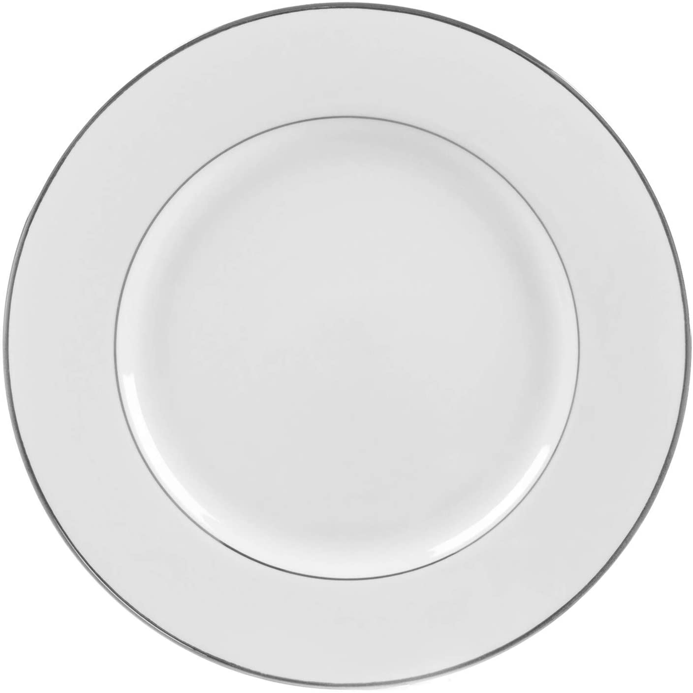 Silver Double Line late (Set 6) White Banded Formal Round