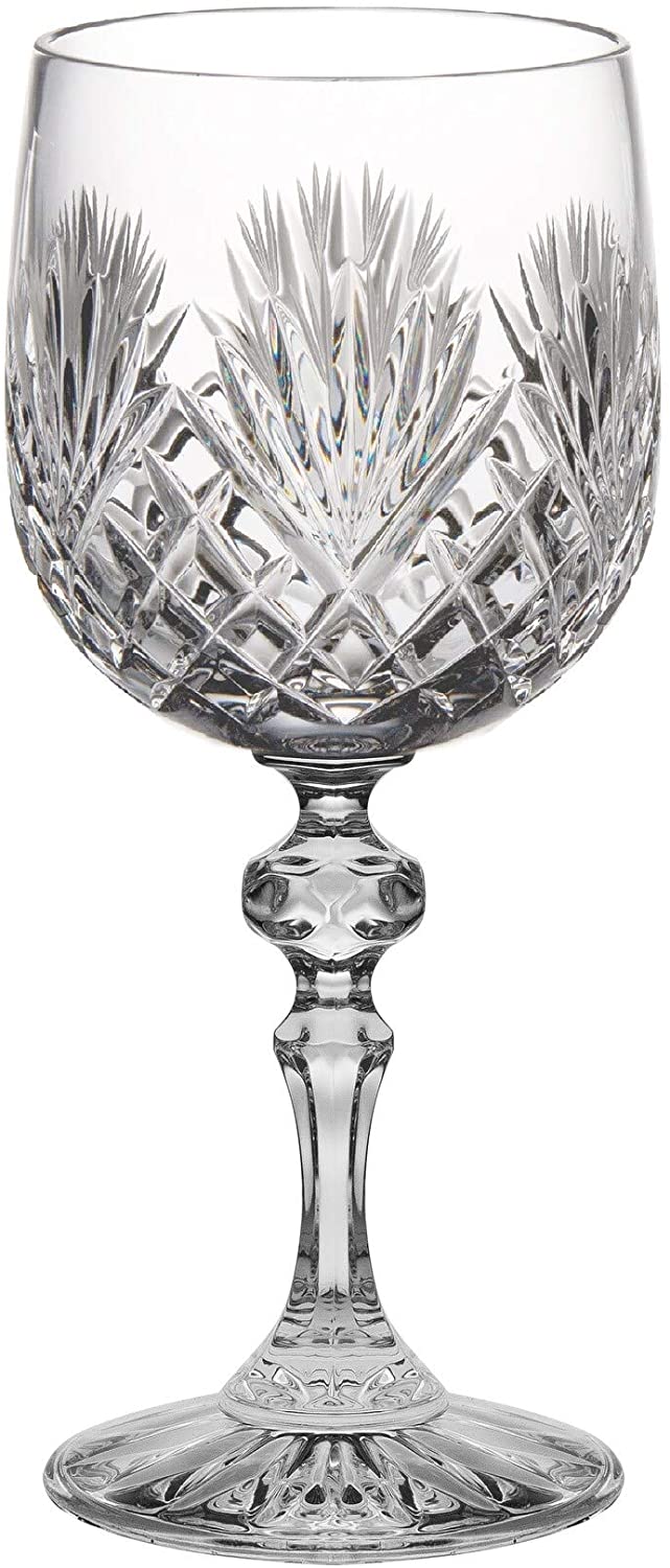 Wine Goblet Crystal Glasses Beautifully Hand Cut 11 Oz European Inc Made Europe Clear 6 Piece Dishwasher Safe - Citiesdeals