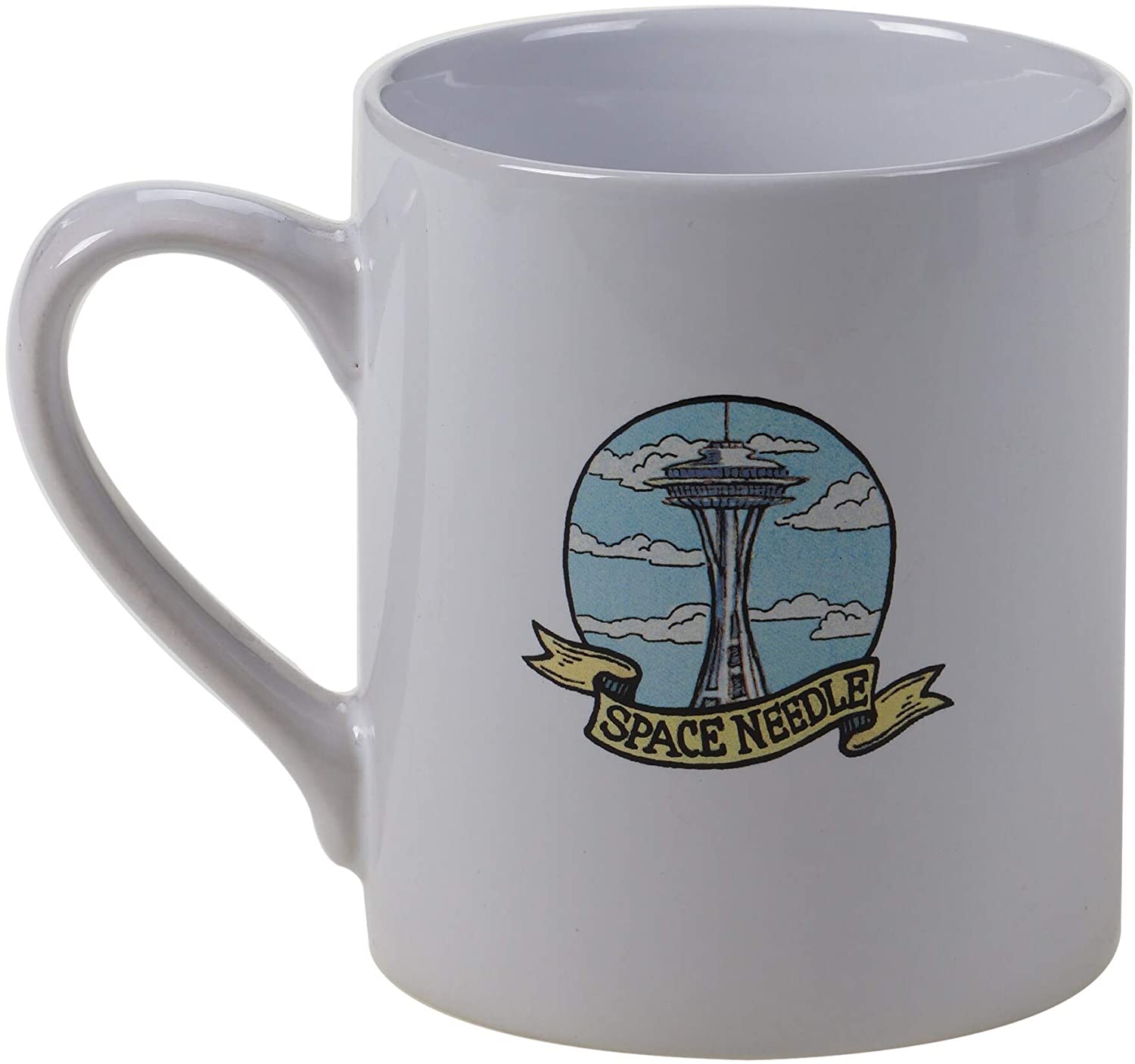 Washington Souvenir Jumbo Mugs (Set 6) Blue Color White Coastal Nautical Round Stoneware 6 Piece Dishwasher Safe - Citiesdeals