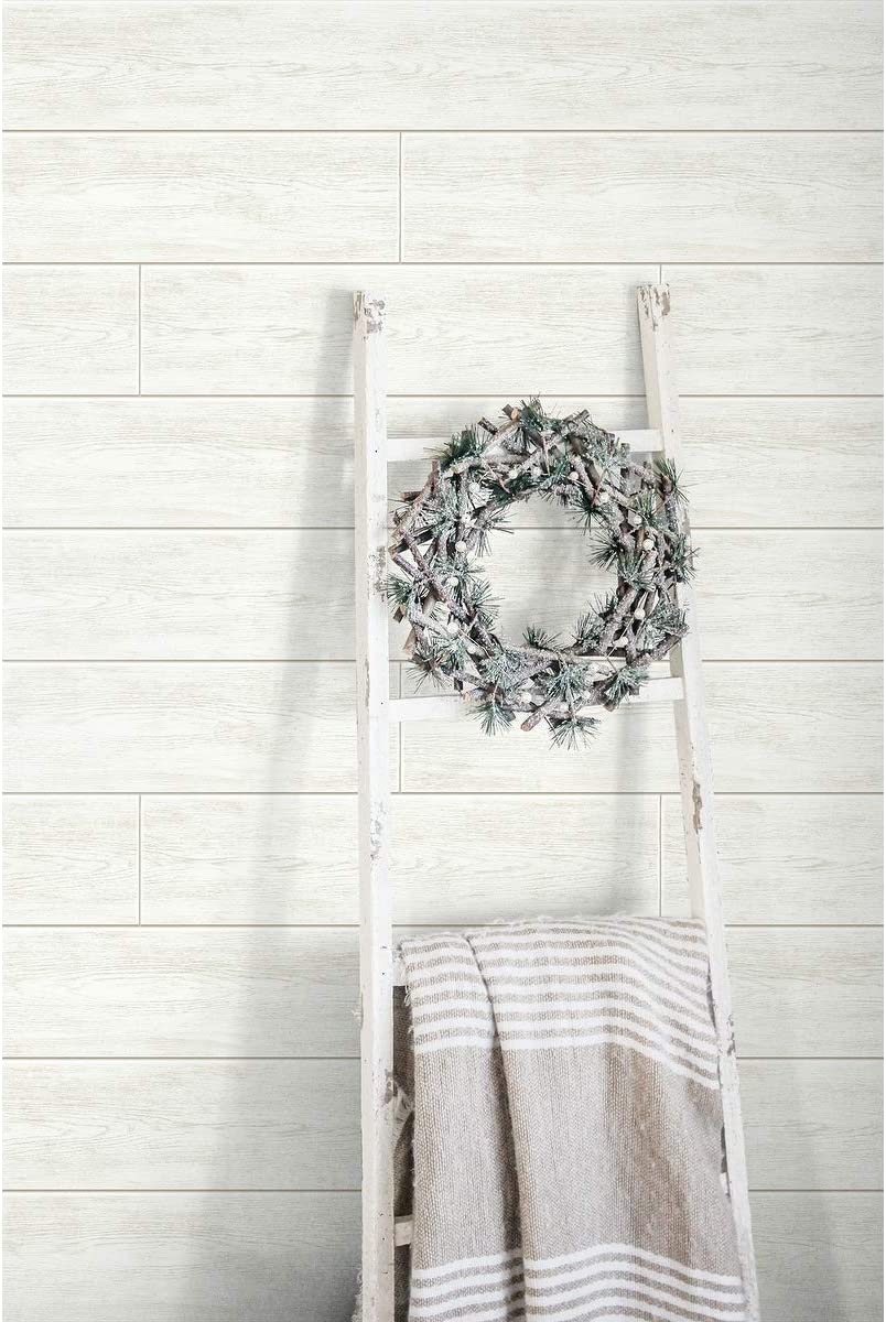 Farmhouse Shiplap Christmas Peel Stick Wallpaper 20 5 W X 18 Ft L Off/White Vinyl Self Adhesive - Citiesdeals