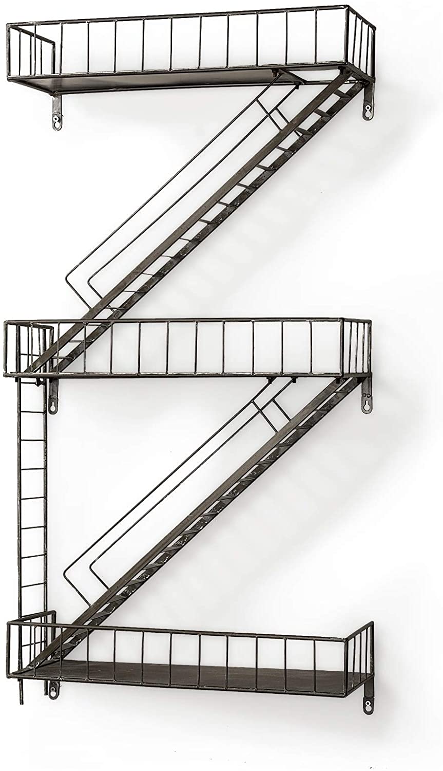 42" h Wall Mounted Fire Escape Shelf Grey Children's Industrial Metal Antique Storage - Citiesdeals