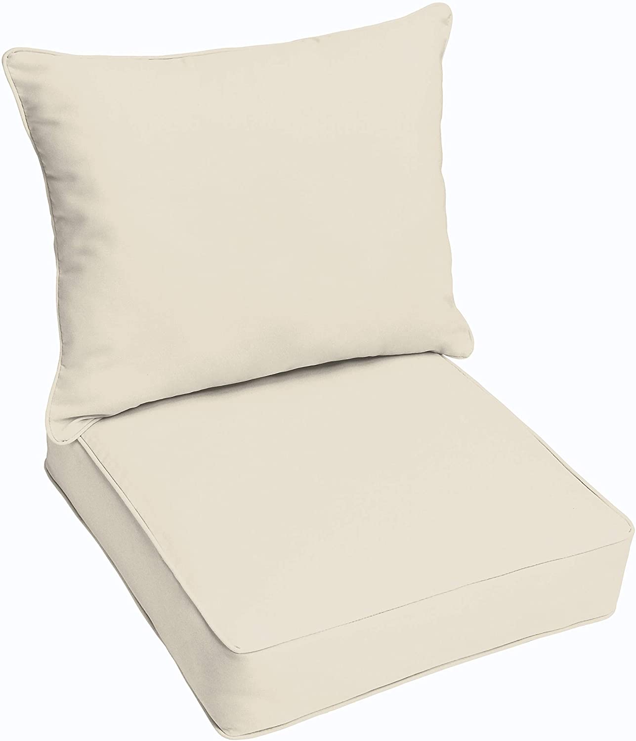 Ivory Indoor/Outdoor Corded Chair Cushion Pillow Set White Solid Modern Contemporary Traditional Transitional Polyester Fade Resistant Uv Water