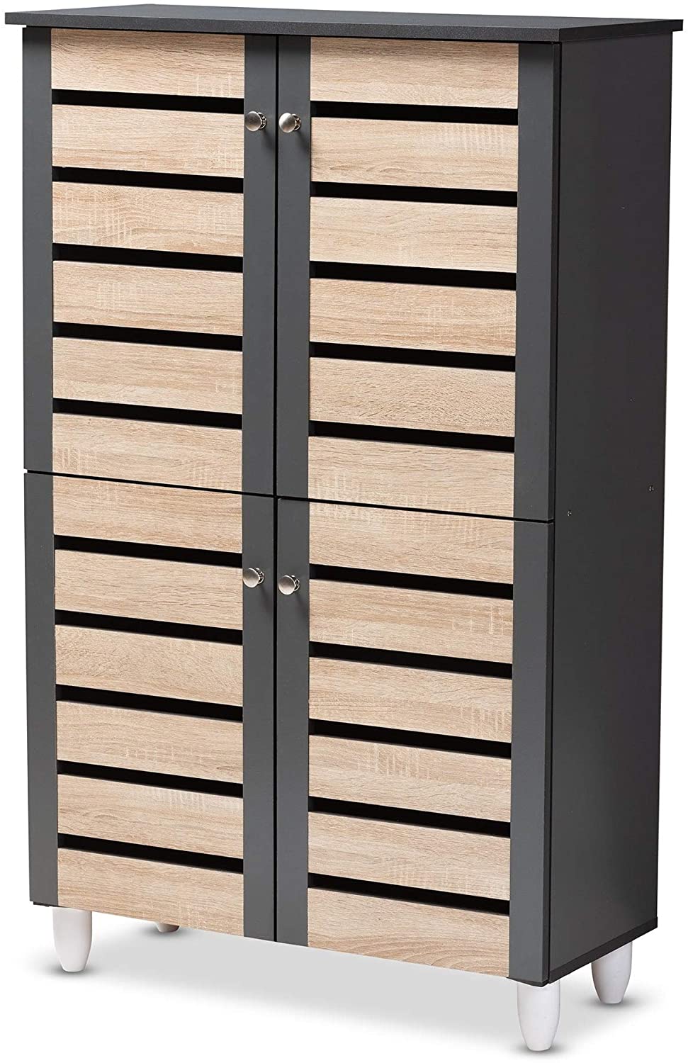 Contemporary Shoe Storage Cabinet Brown Modern Wood Includes Hardware - Citiesdeals