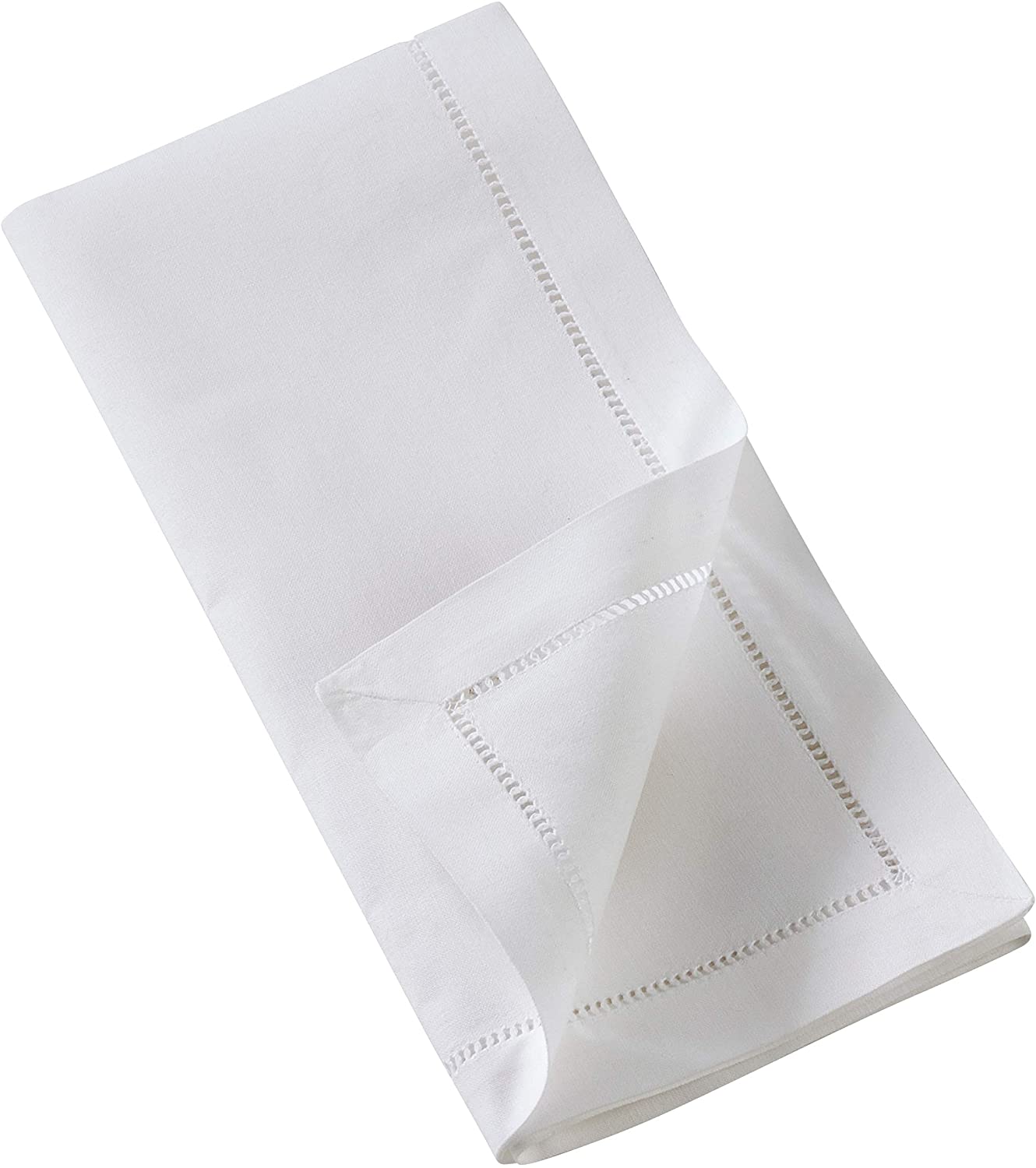Woodpecker Embroidery Cotton Napkins Hemstitch Border (Set 6) White Embroidered Solid Classic Modern Contemporary Novelty Square - Citiesdeals