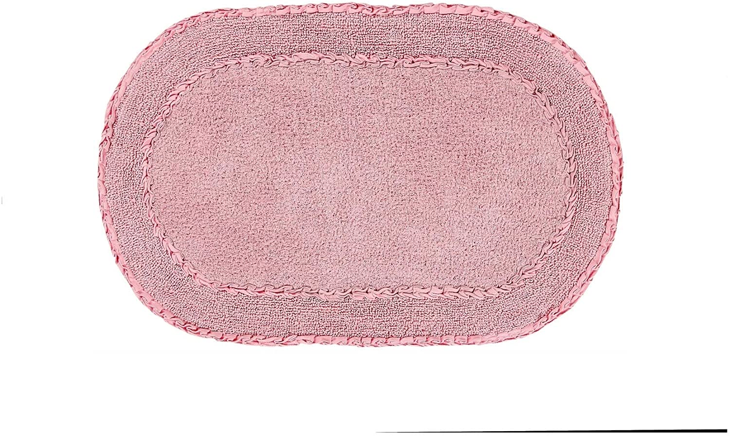 Double Ruffle 21"x34" Bath Rug Pink Solid Color Cotton - Citiesdeals
