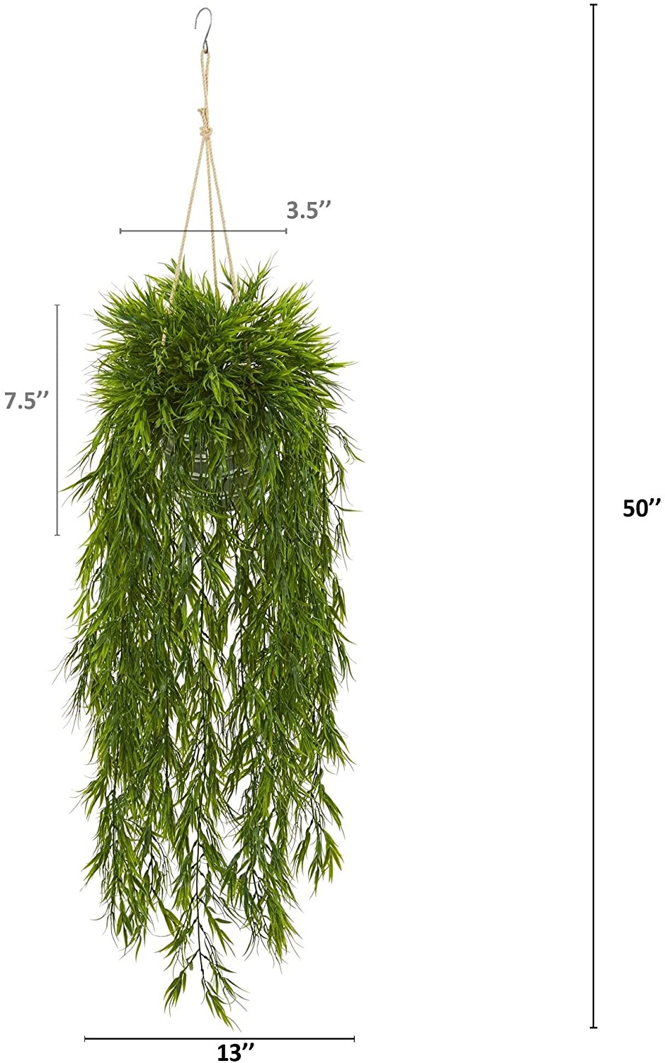 50" Mini Bamboo Artificial Plant Hanging Metal Bucket - Citiesdeals