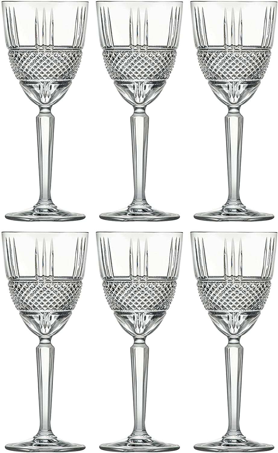 Set/6 Crystal Designed Wine Goblet 8 Oz Made Europe