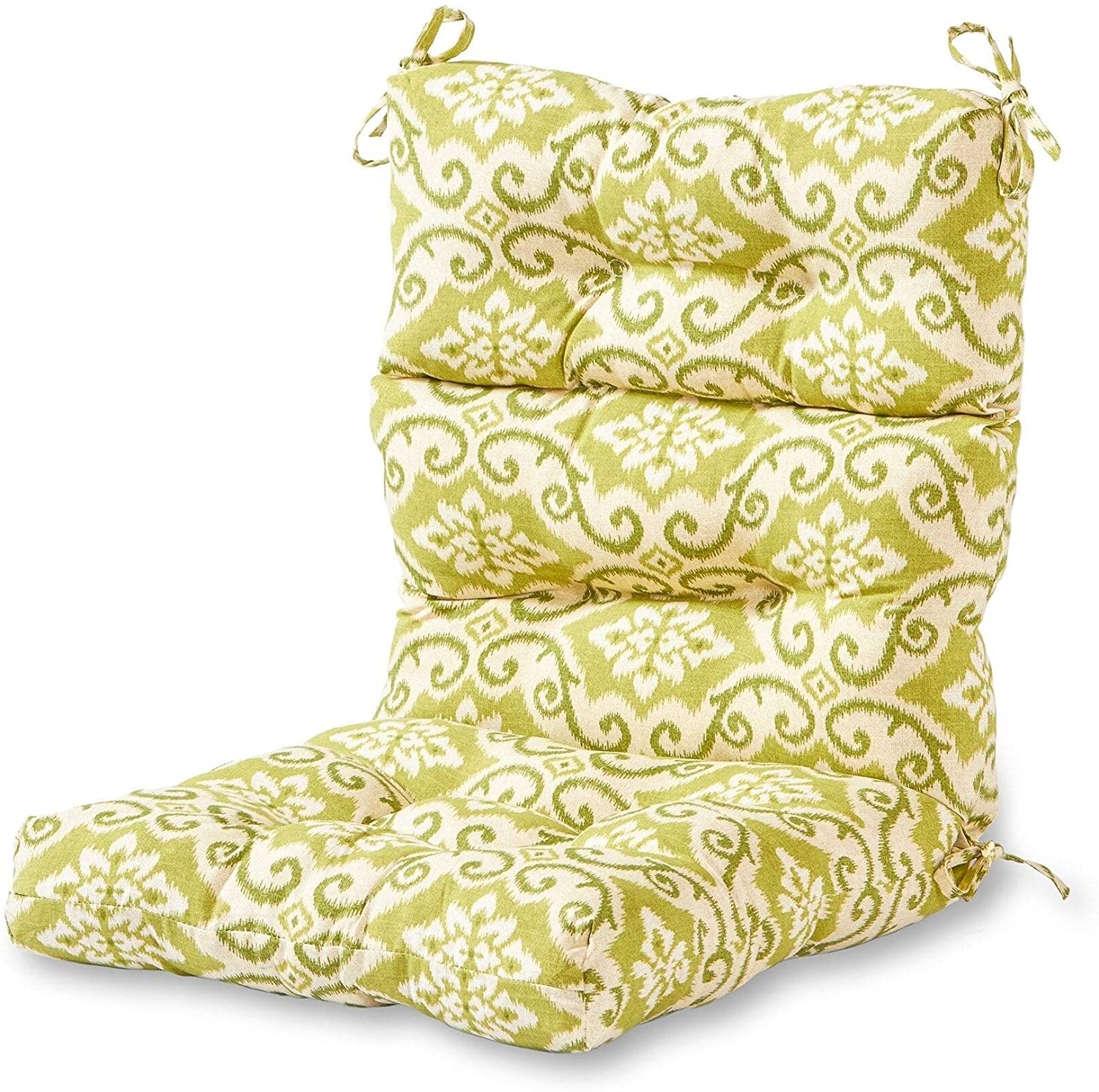 Cocoa Beach 22 inch X 44 inch Outdoor High Back Chair Cushion Green White Ikat Traditional Transitional Fabric Polyester Fade Resistant Uv Water - Citiesdeals