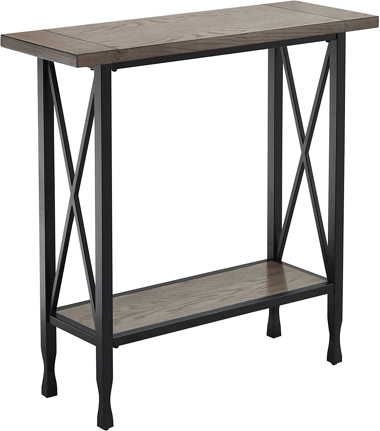 Gray/Matte Black X Design Mixed Wood Metal Hall Console Grey Transitional Rectangle - Citiesdeals
