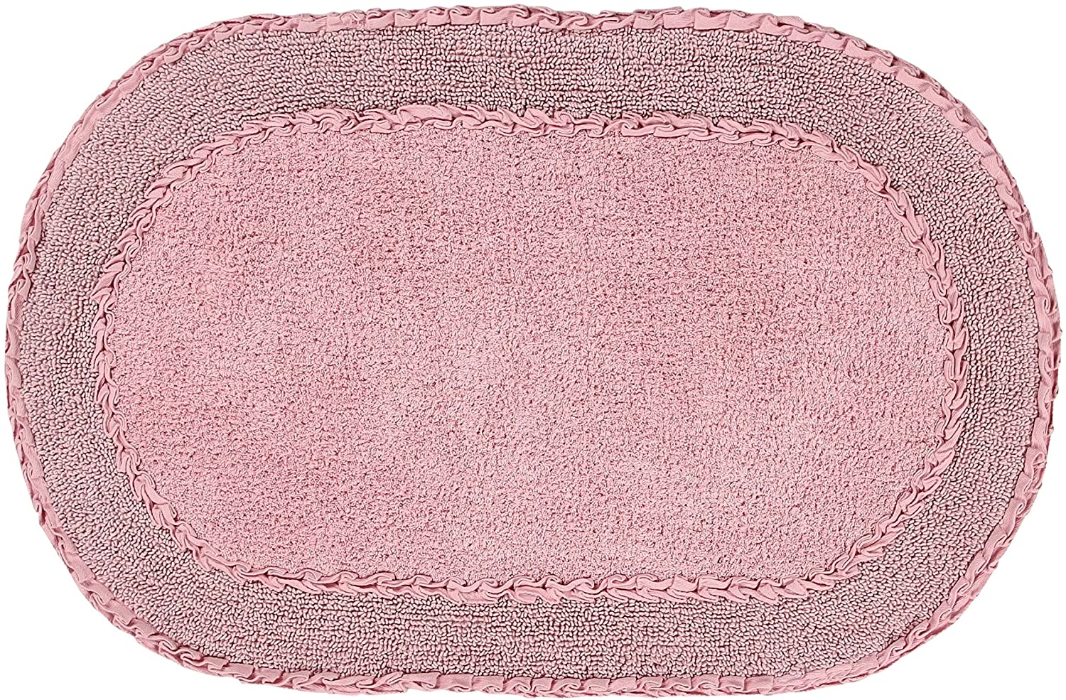 Double Ruffle 21"x34" Bath Rug Pink Solid Color