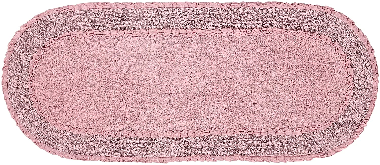 Double Ruffle 21"x54" Bath Rug Pink Solid Color