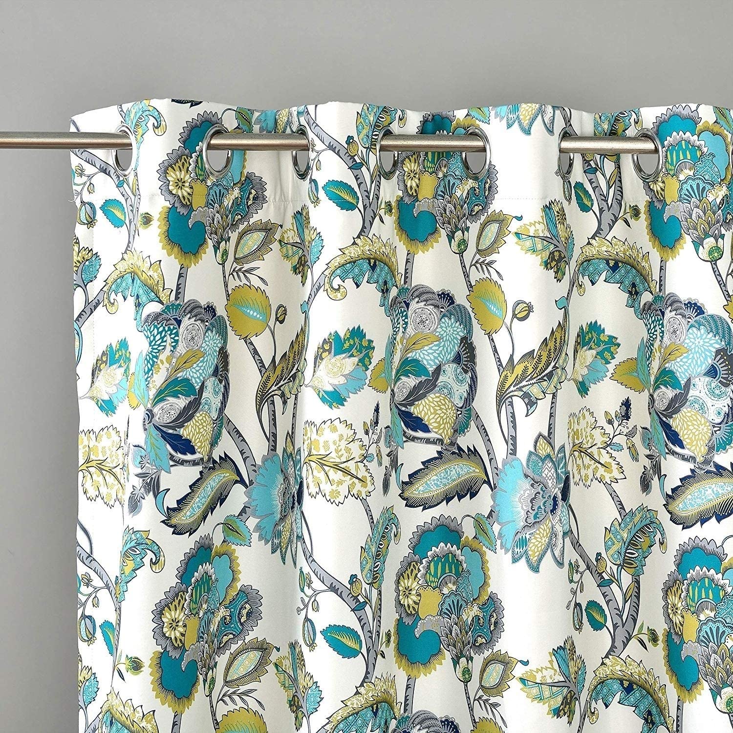 MISC Classic America Design/Look Floral Leaves Window Curtain Grommet 2 Panels 52'' Width X 84'' Length 52''Width 63''Length Teal Gray Green Medallion