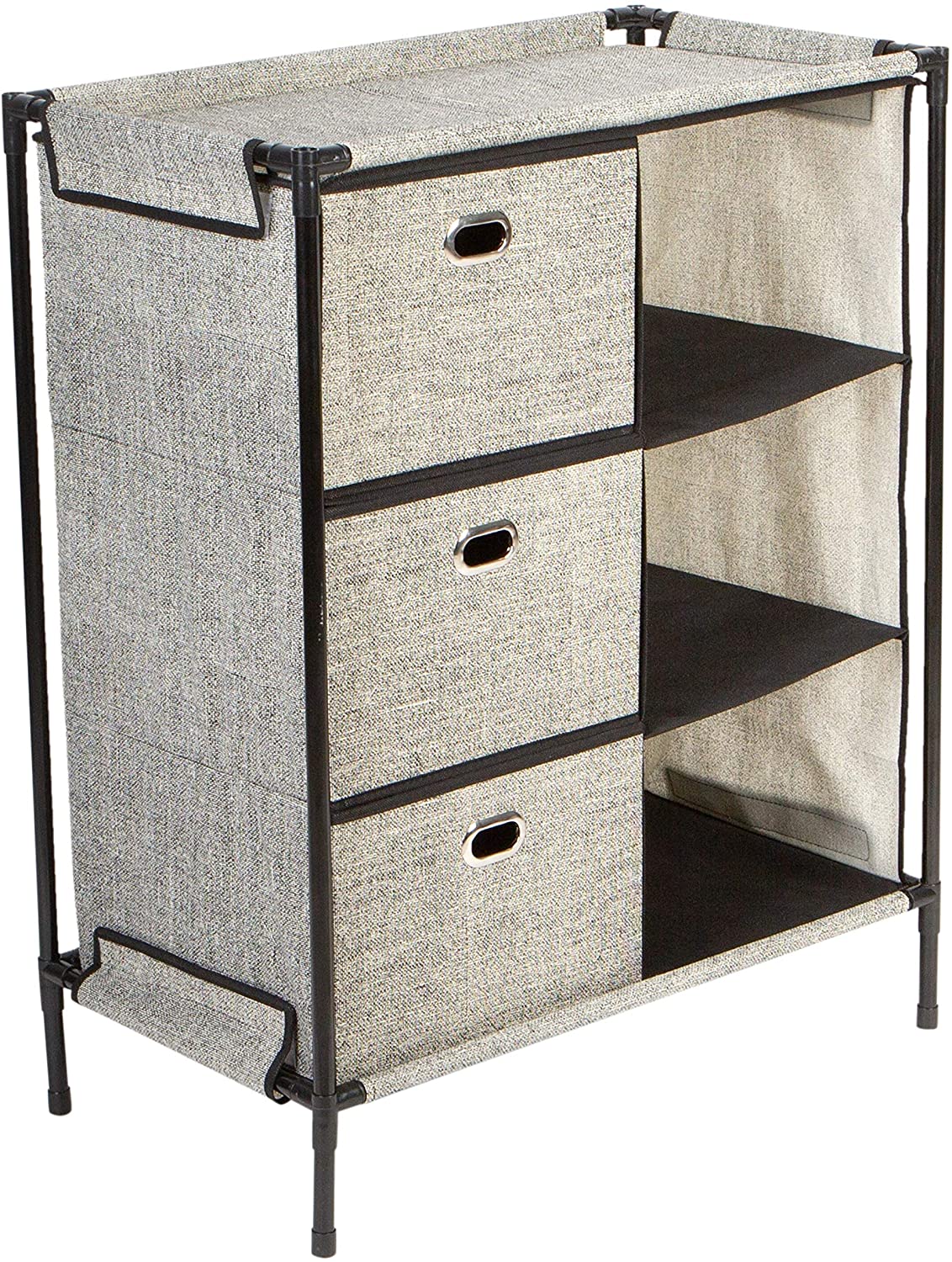 6 Grid Storage Organizer Black 24 4"x 13 8"x 31 1" Fabric Metal Finish - Citiesdeals