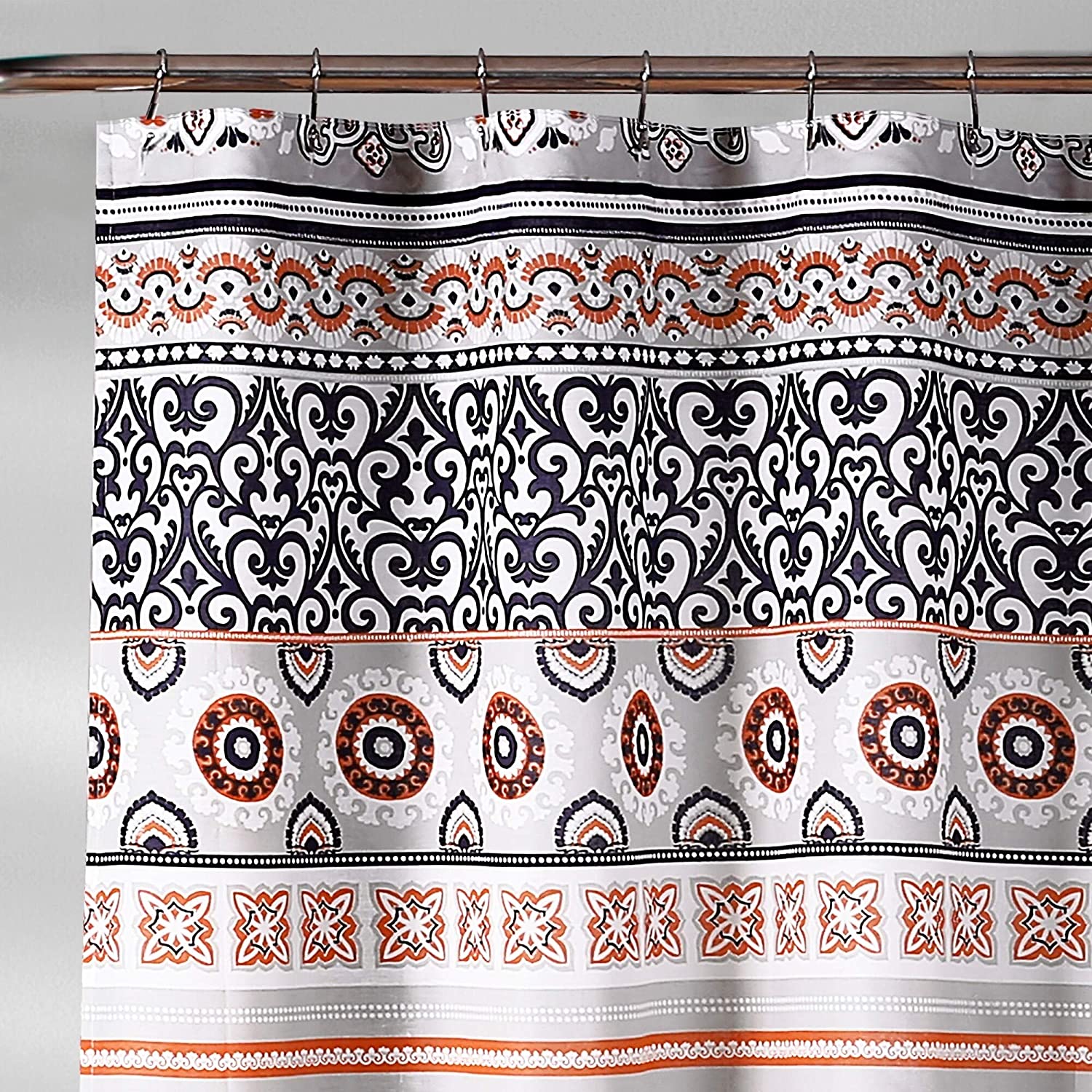 Striped Shower Curtain Blue Bohemian Eclectic Polyester