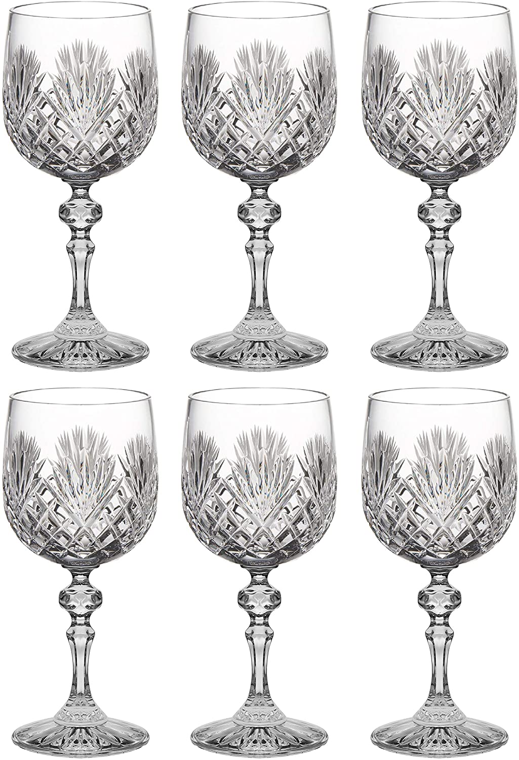 Wine Goblet Crystal Glasses Beautifully Hand Cut 11 Oz