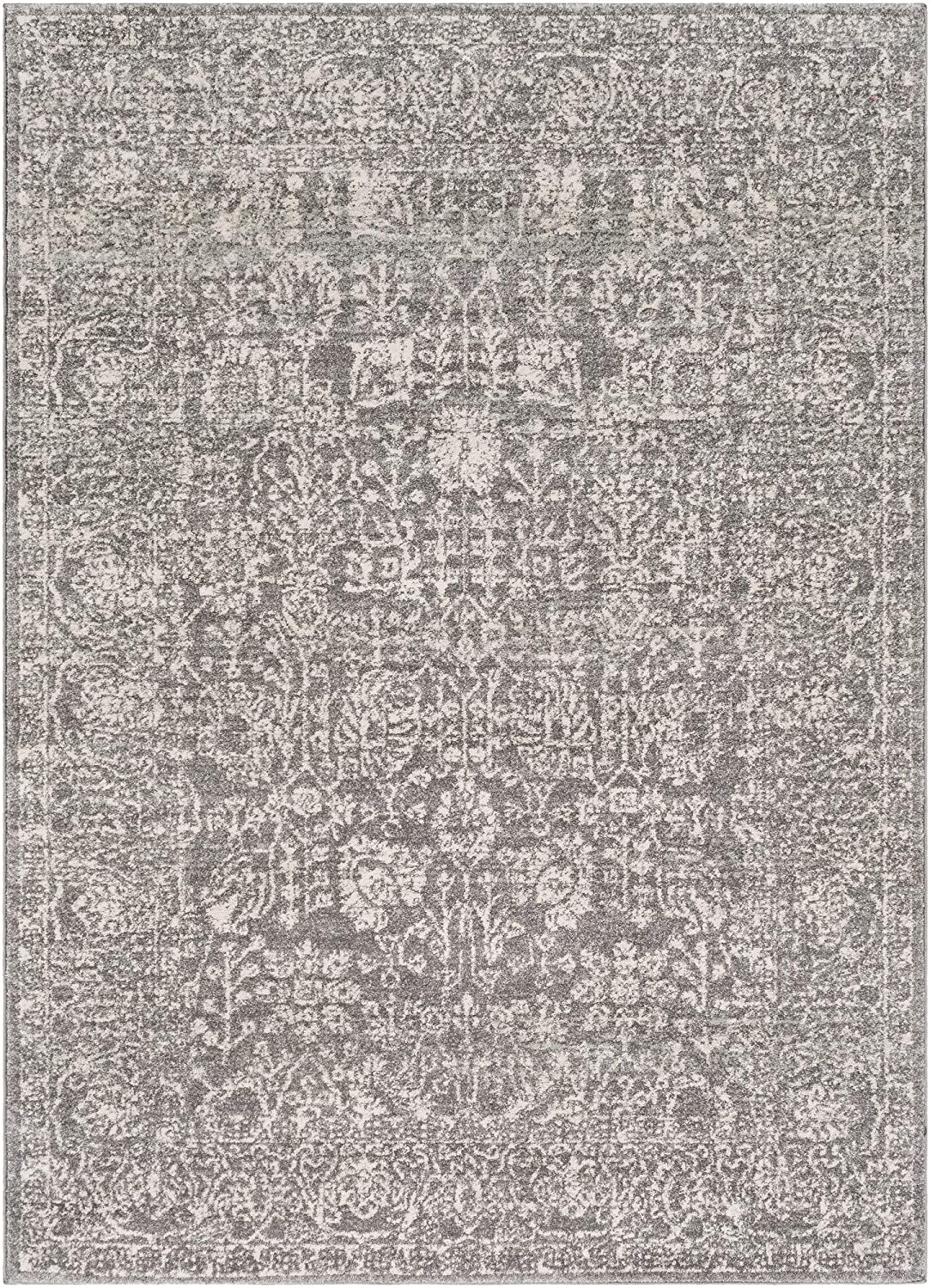 MISC Vintage Nomad Area Rug 6'7" X 9' Grey Oriental Transitional Rectangle Polypropylene Synthetic Latex Free Pet Friendly Stain Resistant