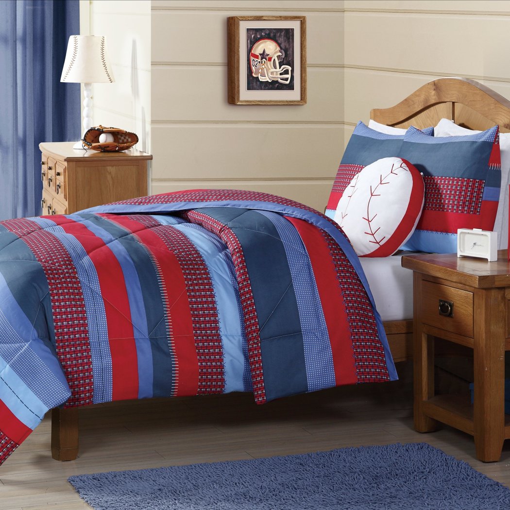 Kids Boys Stripes Comforter Set Horizontal Rugby Striped